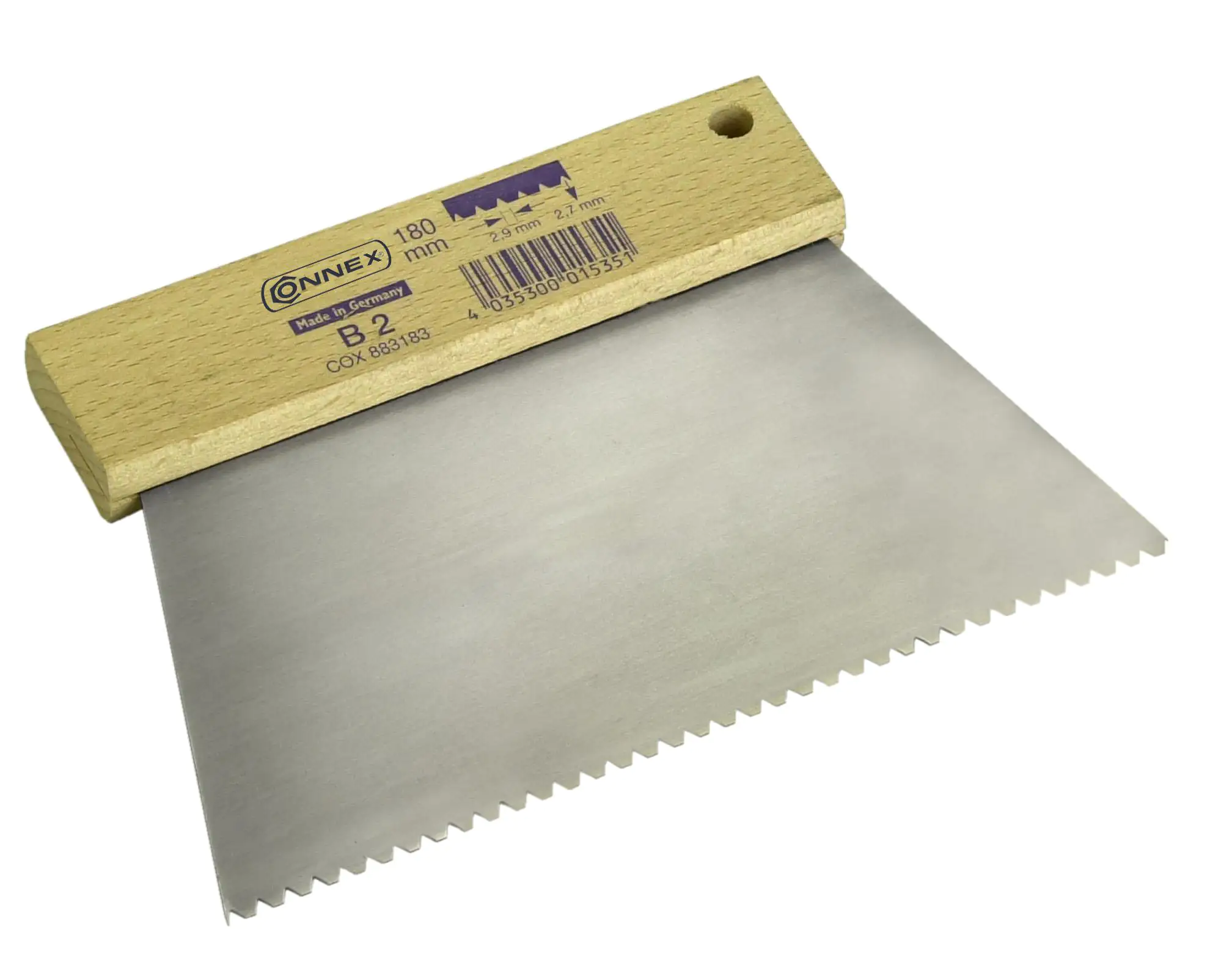 Connex Zahnspachtel 180 mm Zahnung grob 3,6 x 3,4 mm