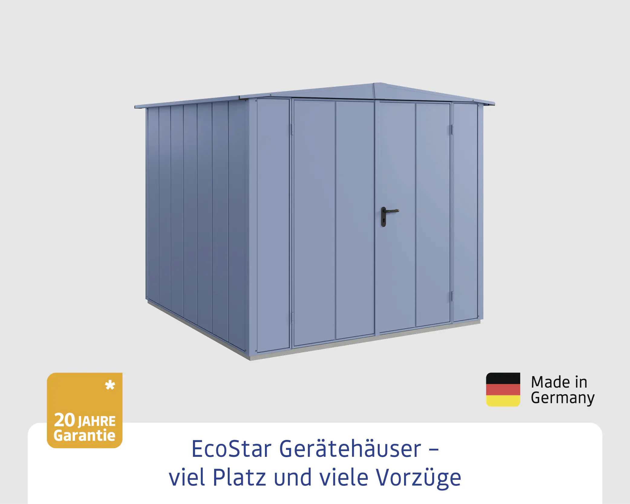 EcoStar Gerätehaus Elegant-S Typ 2 taubenblau 2 flg 258,8 x 247,7 x 216 cm