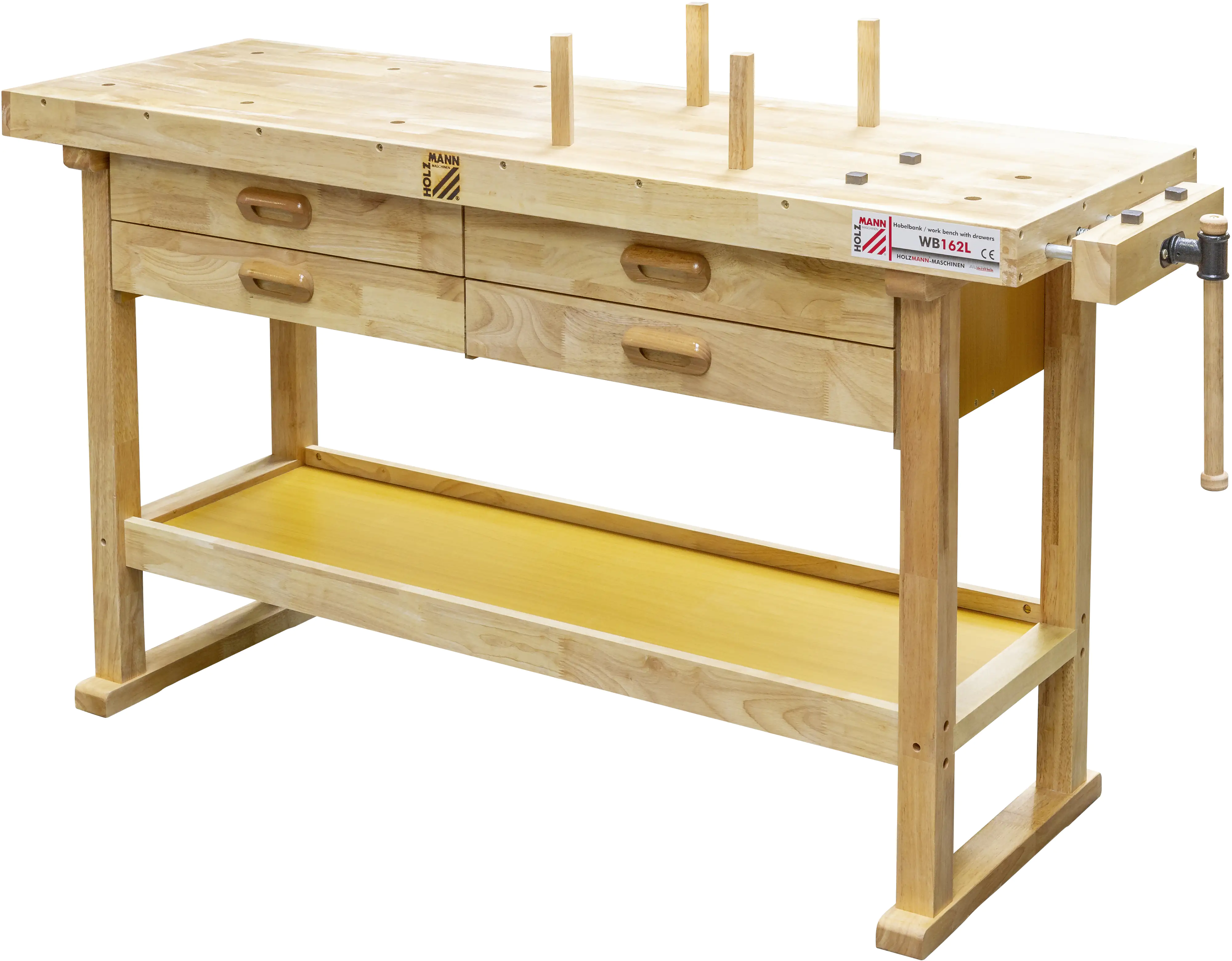 Holzmann Hobelbank WB162L inkl. 4 Bankhaken und Haltestäbe