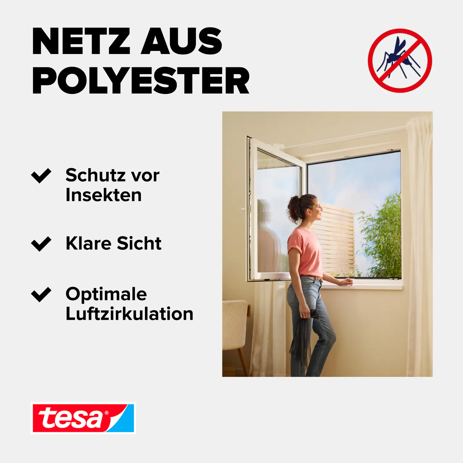 tesa Insektenschutz-Fenster COMFORT 130 x 130 cm anthrazit