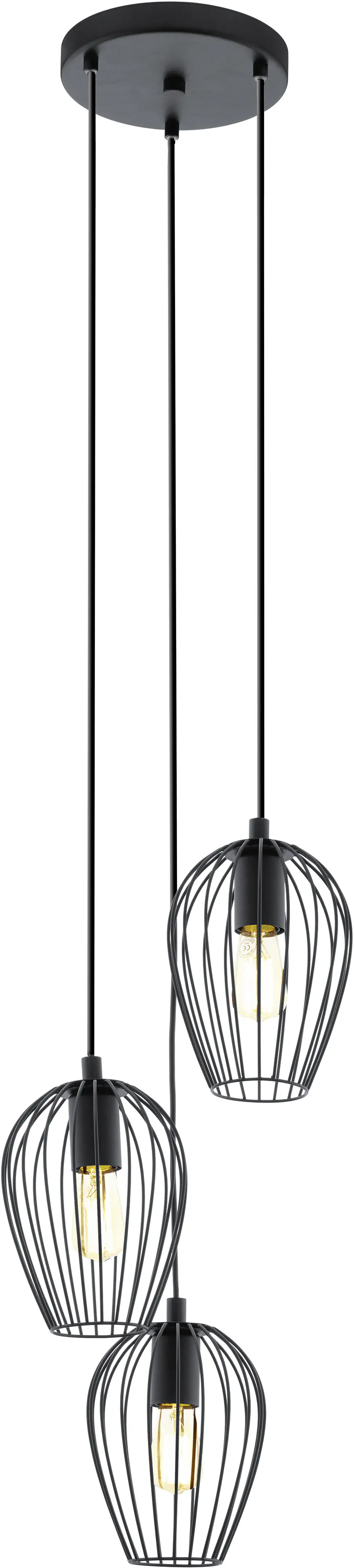Eglo 3er Pendelleuchte Newtown schwarz Ø 38 cm E27, max. 60 W