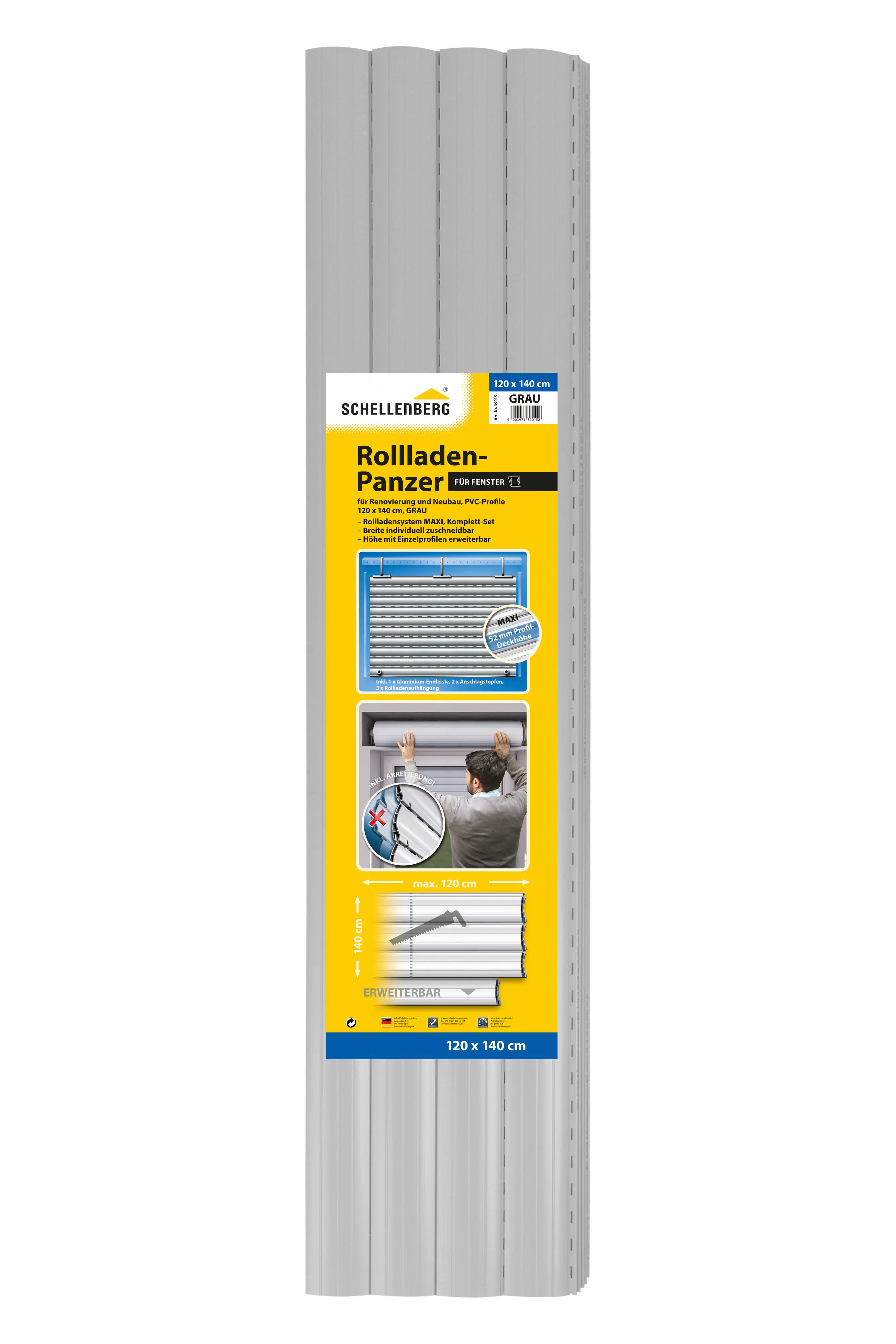 Schellenberg Rollladenpanzer PVC Maxi, 120 x 140 cm, grau