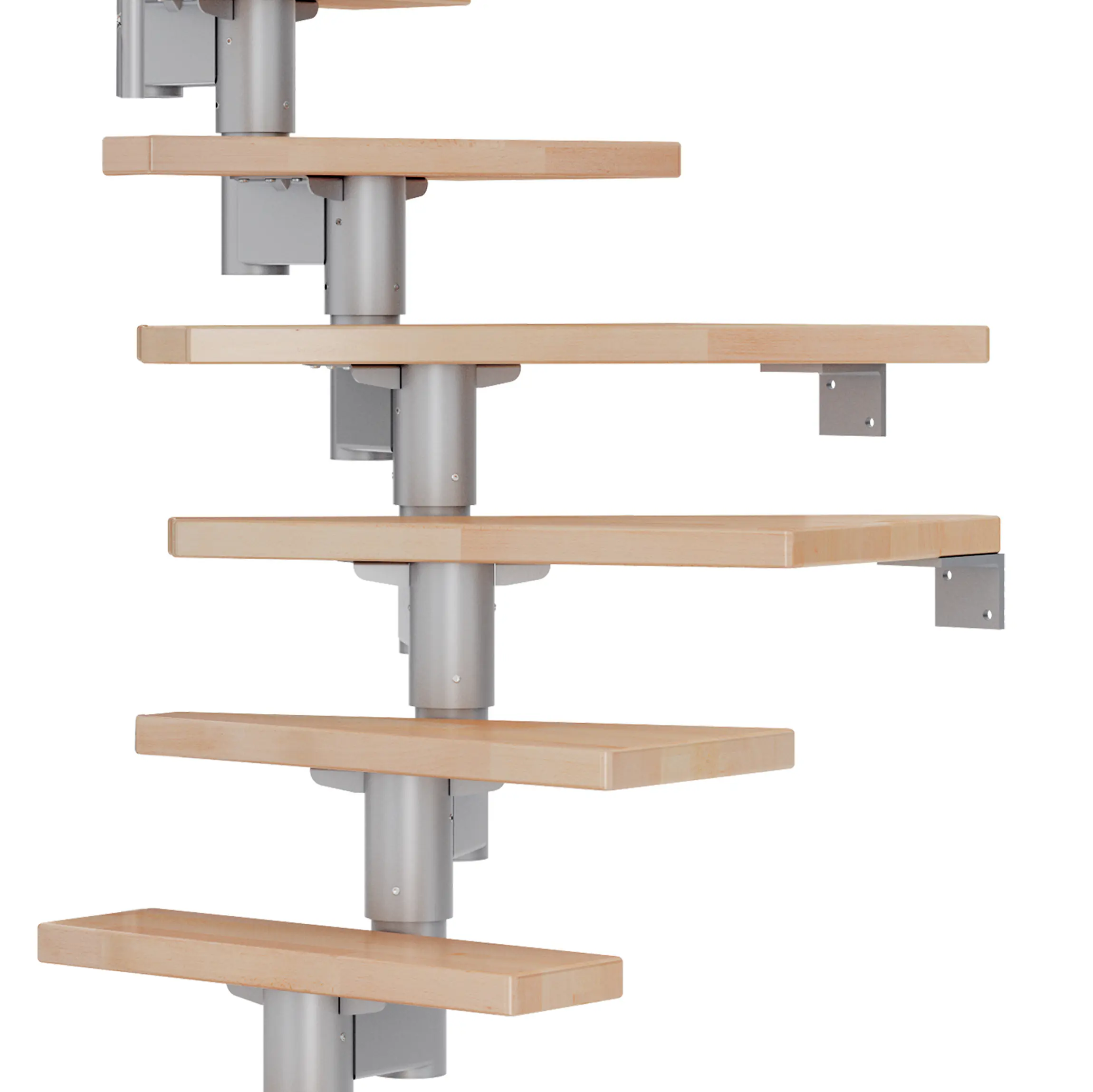 Dolle Mittelholmtreppe Dublin 1/4 gewendelt perlgrau 11 Stufen Buche