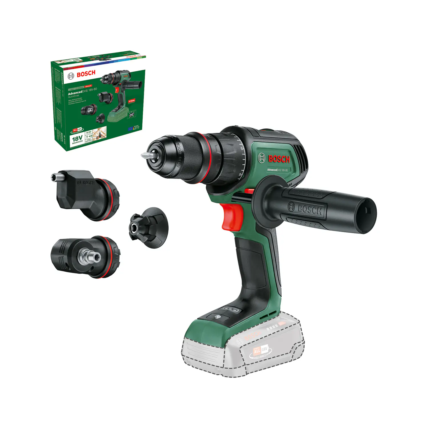 Bosch Akku-Bohrschrauber AdvancedDrill 18V-80 QuickSnap Solo