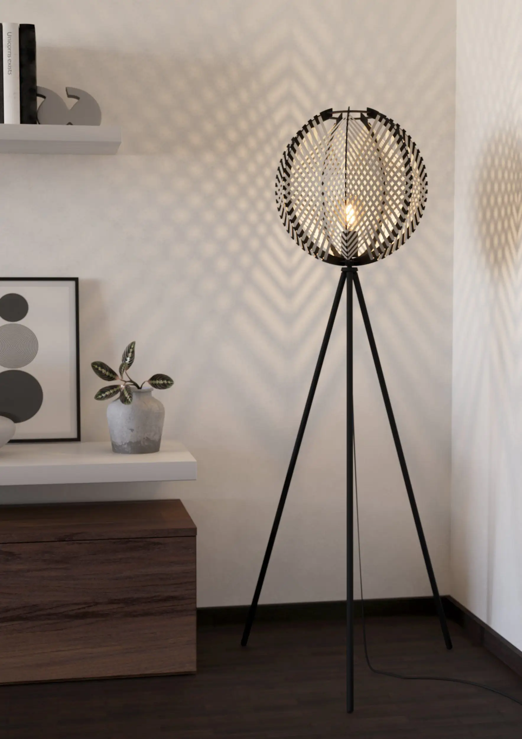 Eglo Stehlampe Waverton 143 x 40 cm schwarz/weiß