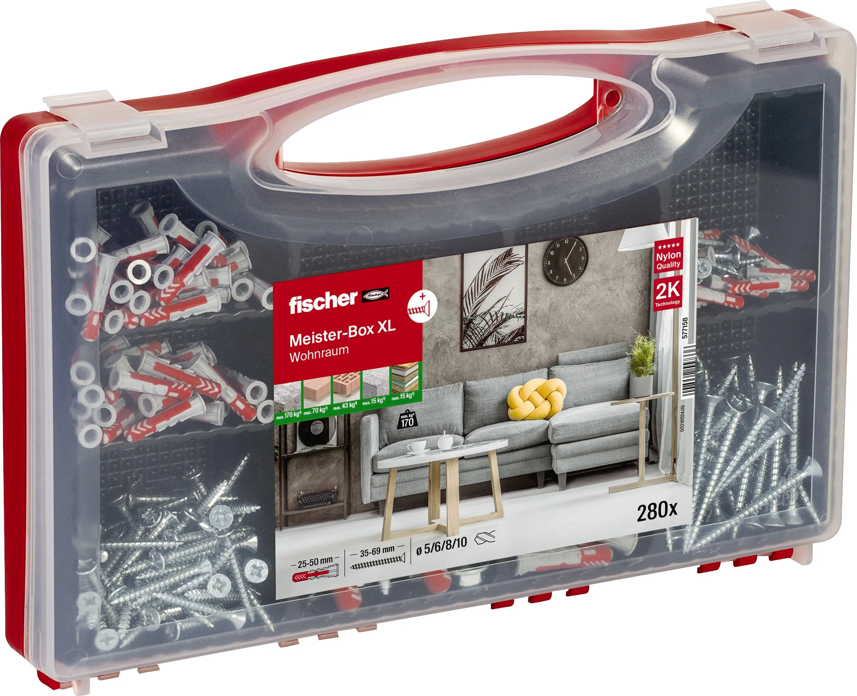 fischer Meister-Box XL Wohnraum + Schrauben - 280 Teile