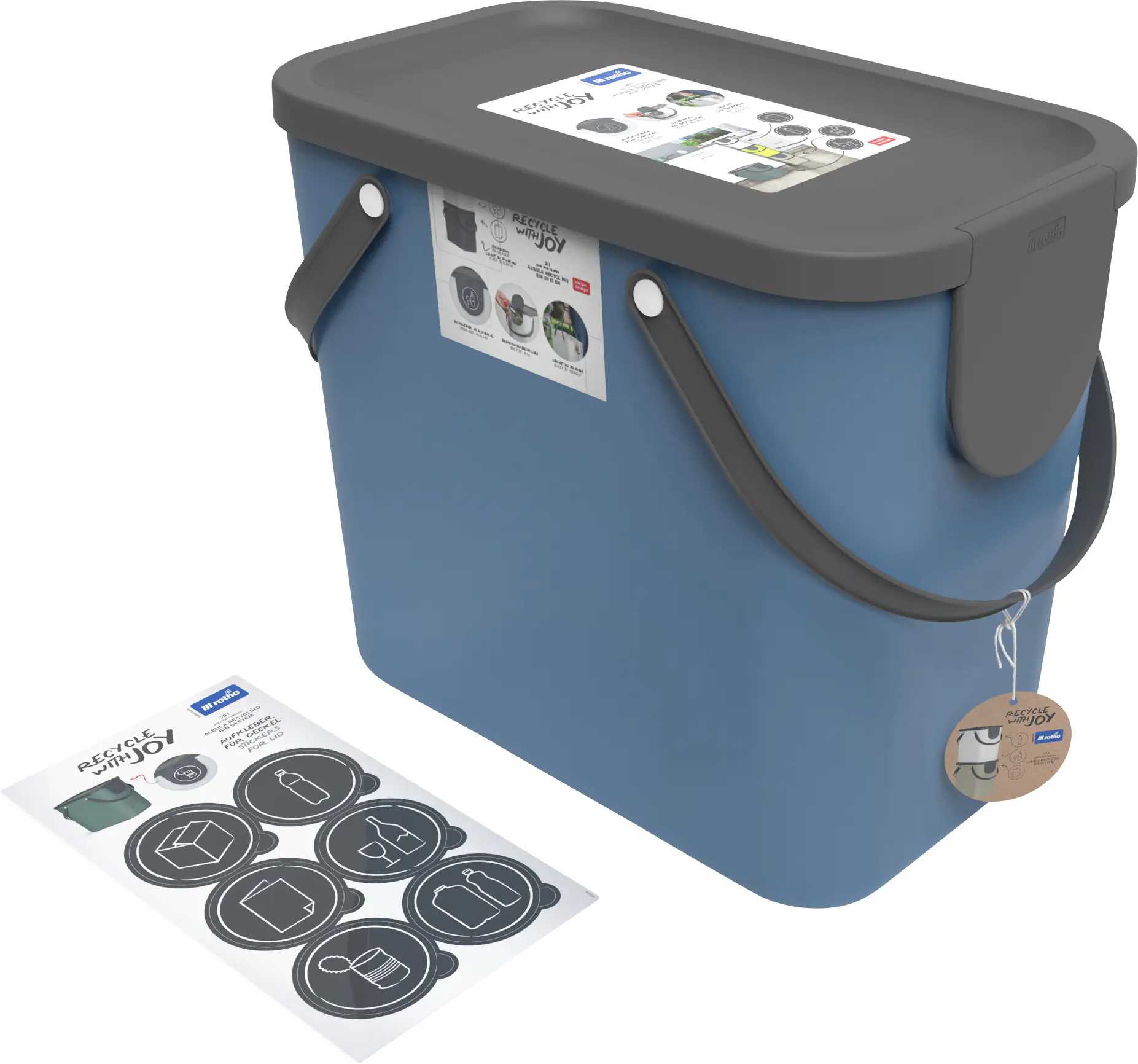 Rotho Mülltrennungssystem Albula 25 L horizon blue Recyclingbehälter