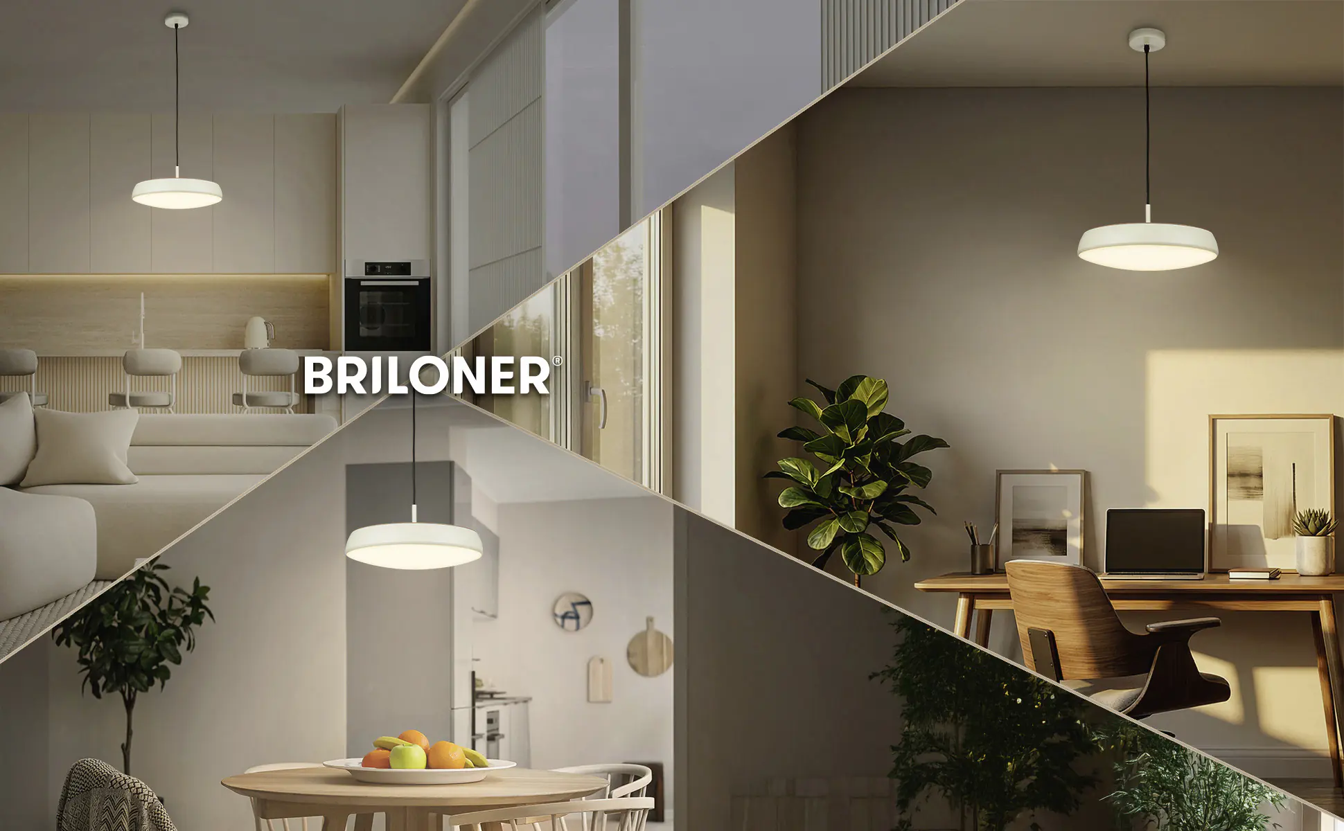 Briloner LED-Pendelleuchte Nala Ø 35 cm hellgrau warmweiß
