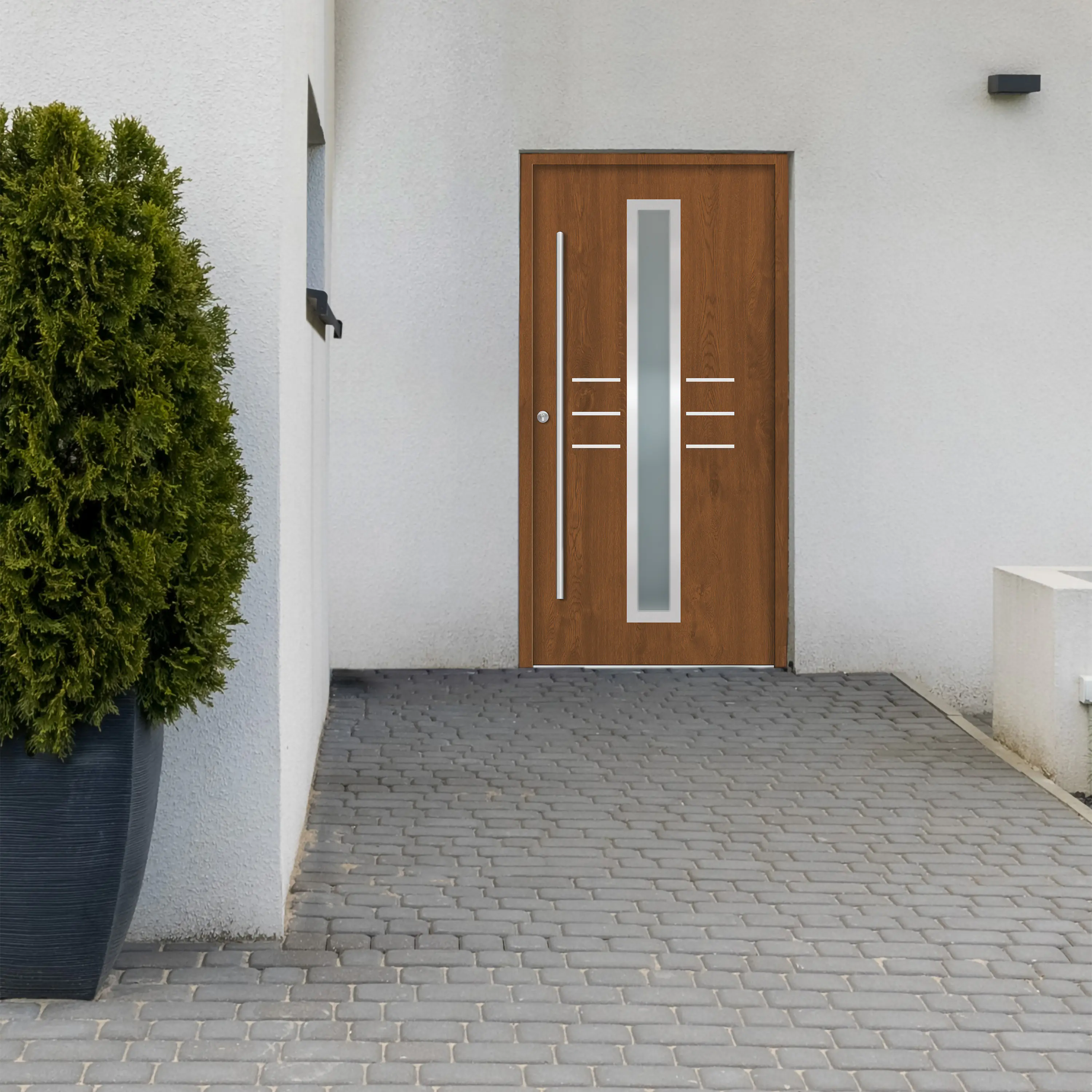 Splendoor Haustür Passivedoor Premium B07 Golden Oak DIN Links 110 x 210 cm