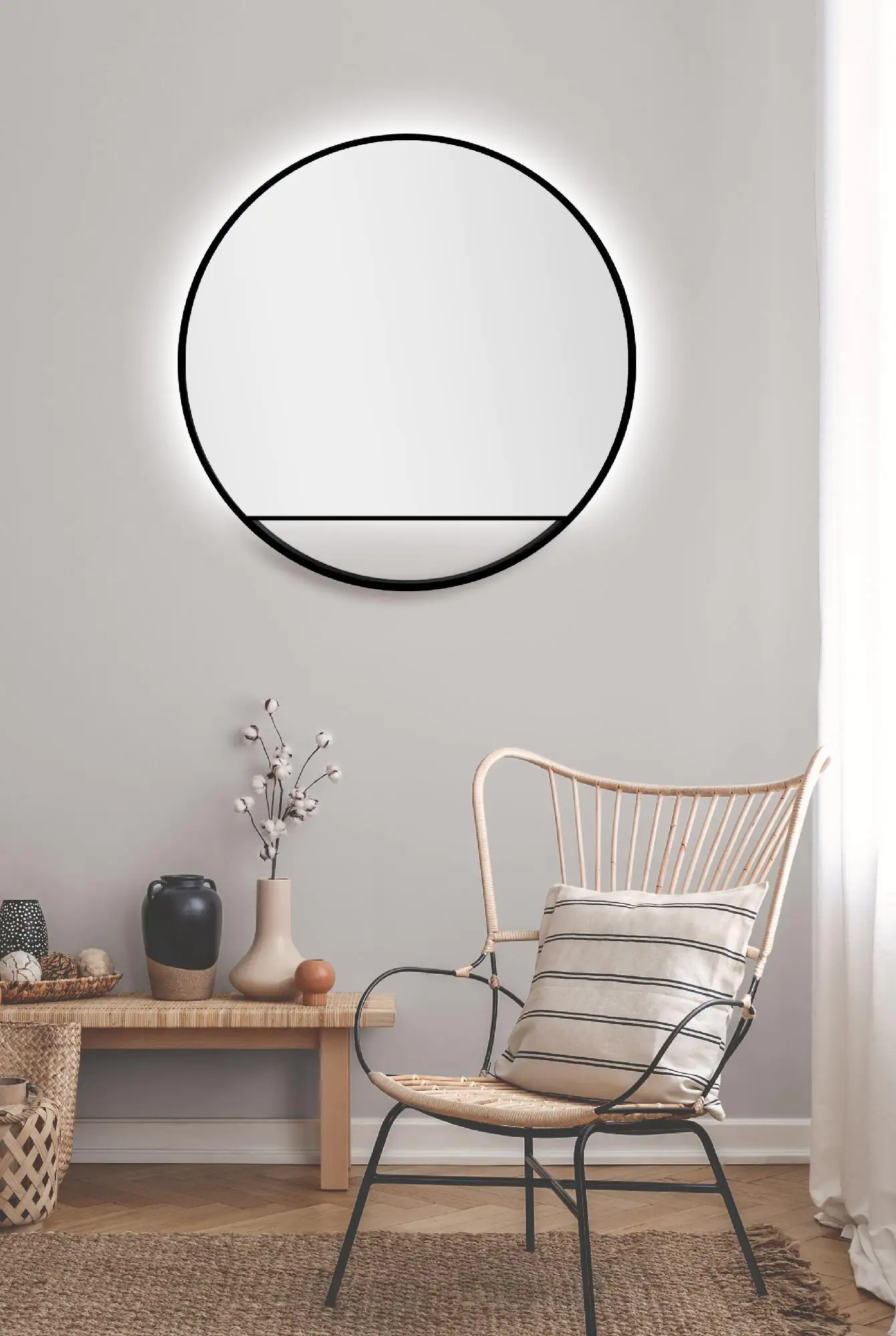 DSK LED Lichtspiegel Silver Cosmos Ø80 cm, schwarz
