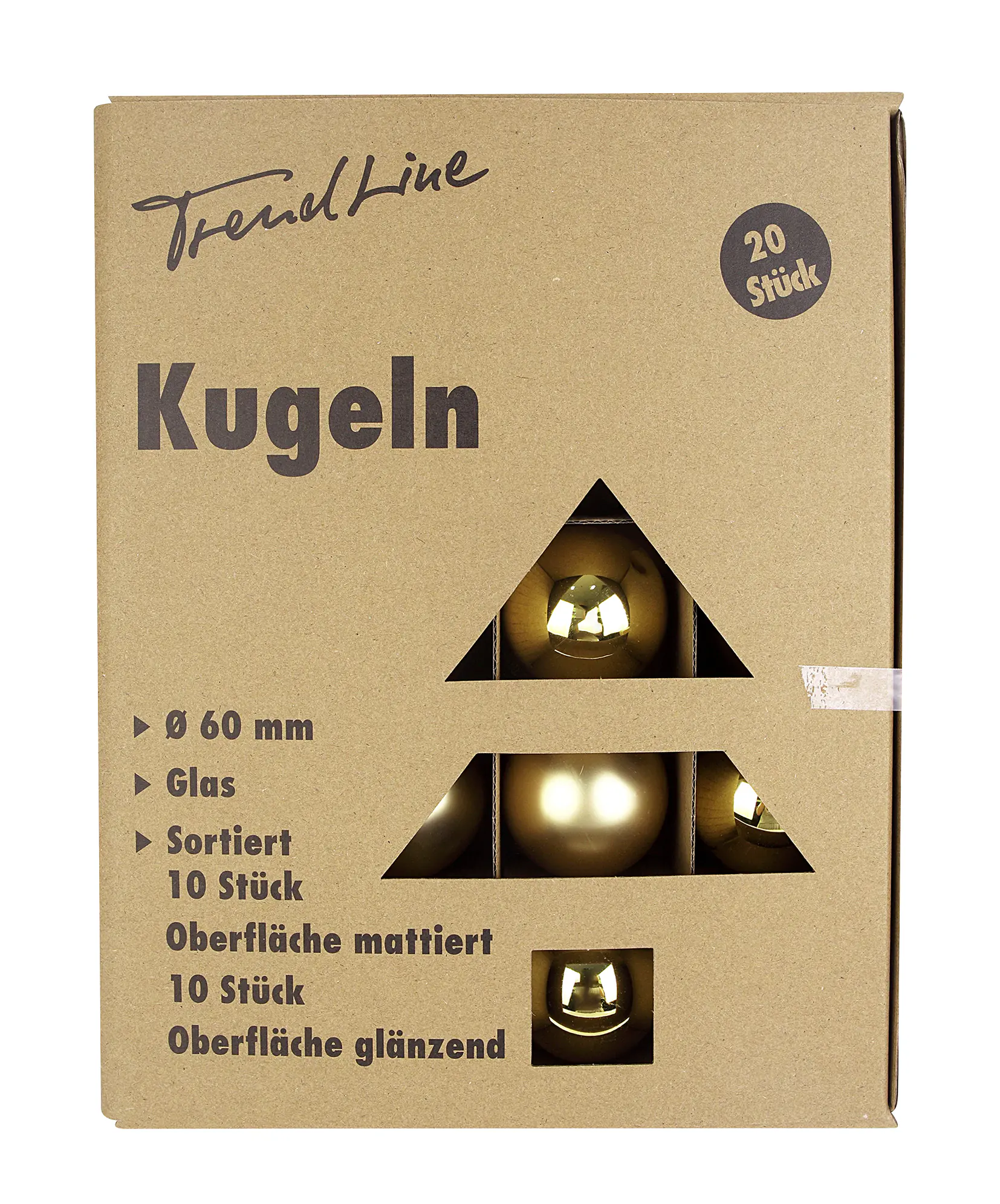 TrendLine Weihnachtskugeln aus Glas Ø 6 cm gold 20 Stück