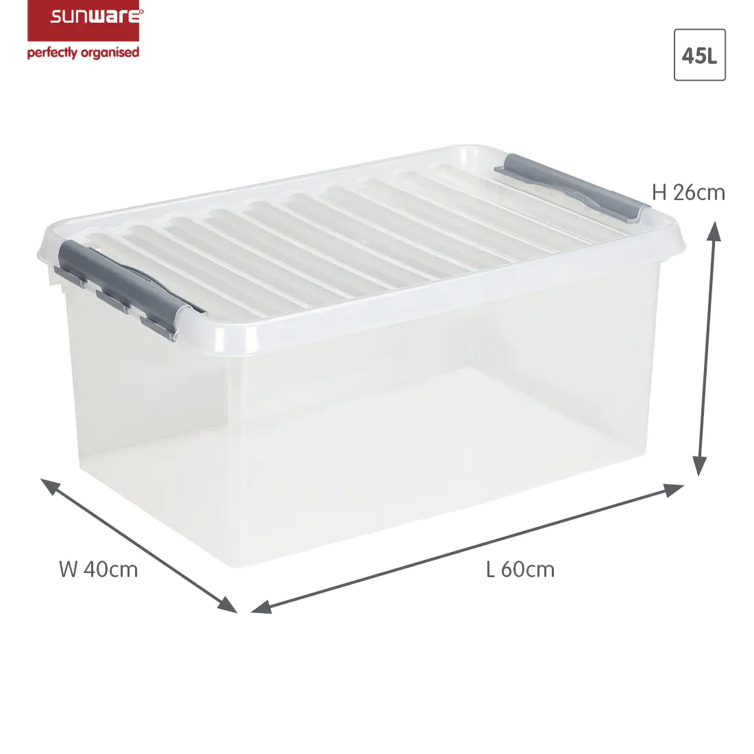 Sunware Aufbewahrungsbox Q-Line mit Deckel 60 x 40 cm 45 L metallfarbig