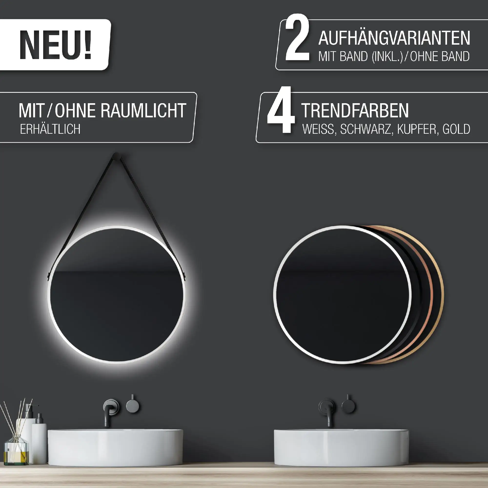 DSK Design Spiegel Silver Coiffeur White Ø50 cm, weiß