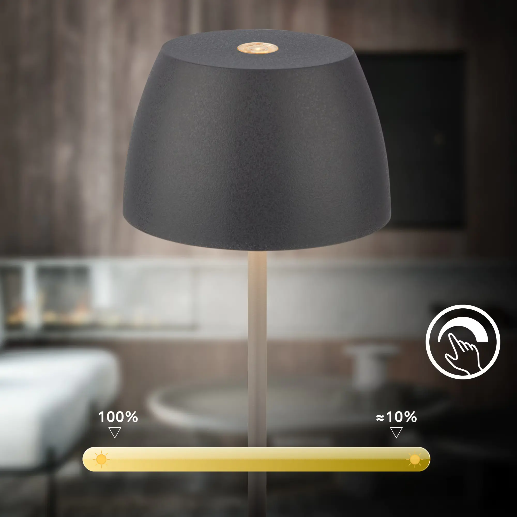 DiKa LED Akku-Tischleuchte Serina Mini Touch anthrazit 20 x 8 cm warmweiß 
