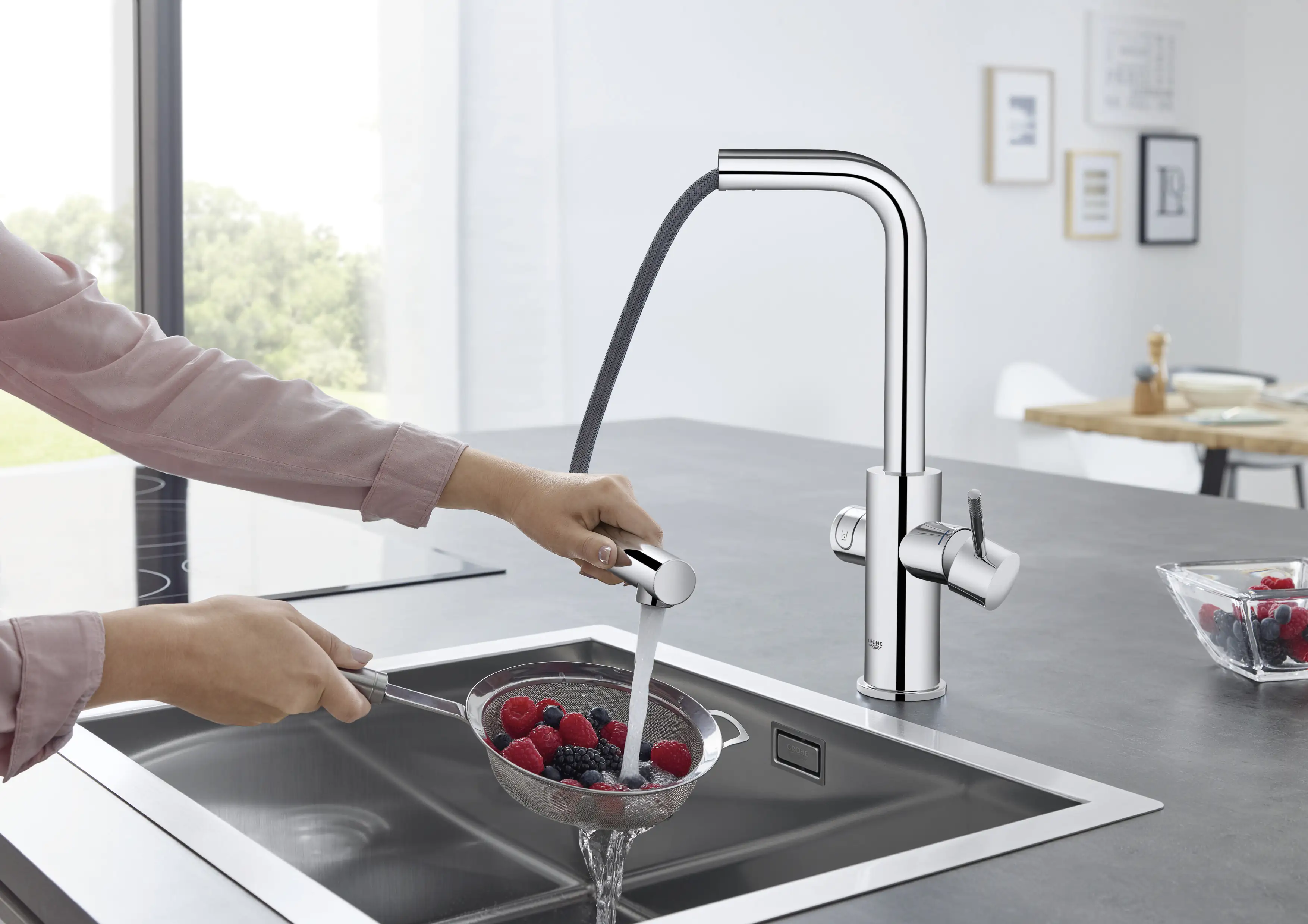 Grohe Blue Home L-Auslauf Starter Kit mit herausziehbarem Mousseurauslauf chrom