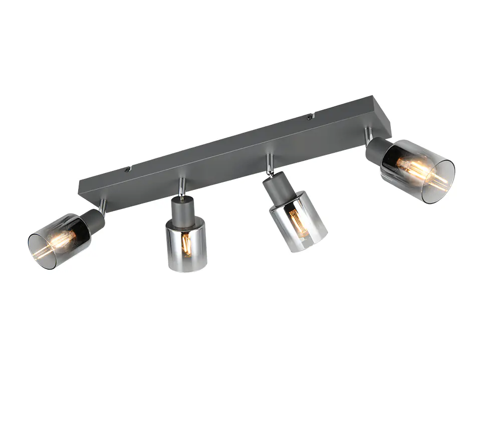 Reality Deckenstrahler 4er Spot Cadiz E14 schwarz Metall Glas