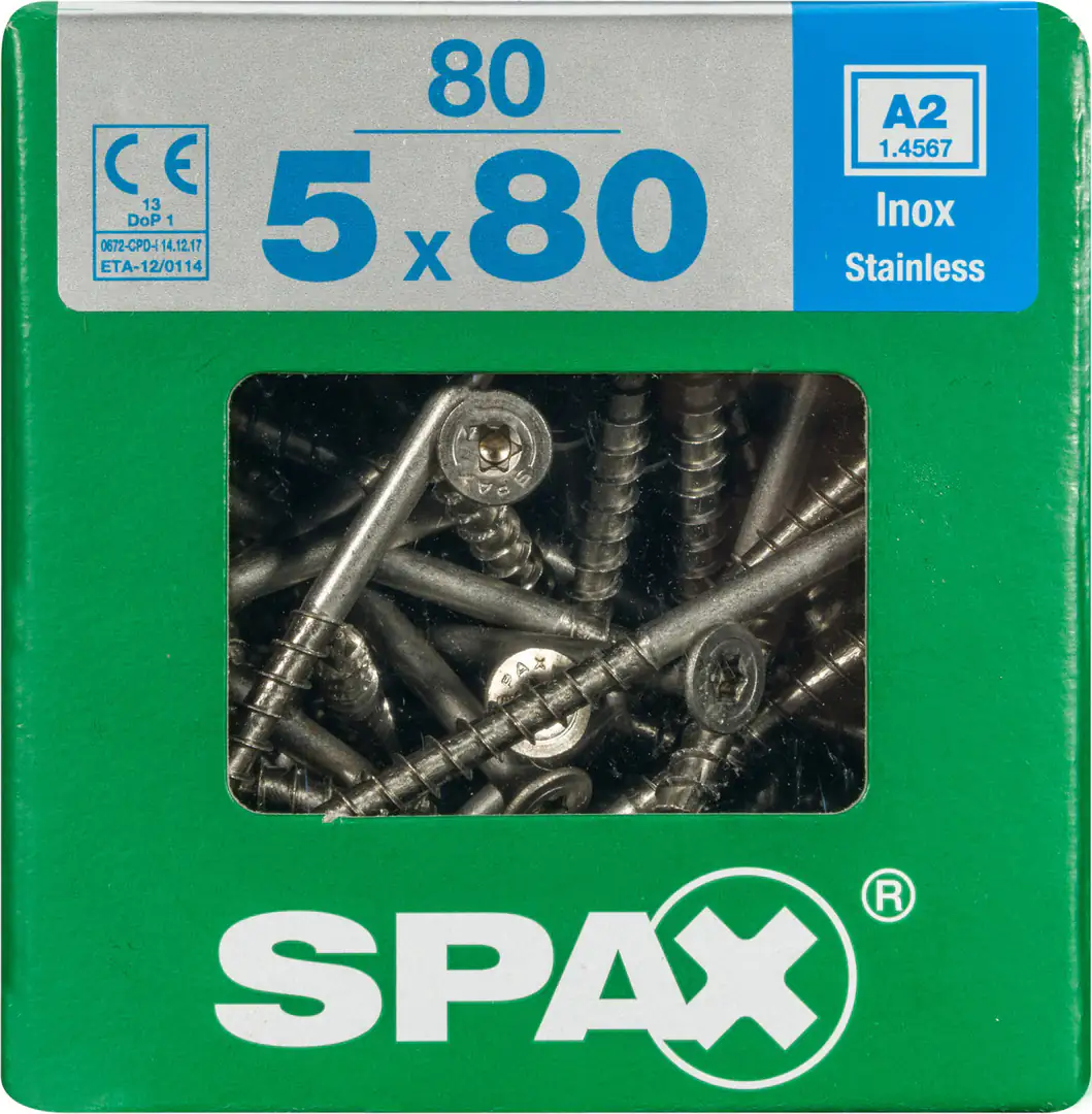 Spax Universalschrauben 5.0 x 80 mm TX 20 - 80 Stück Edelstahl