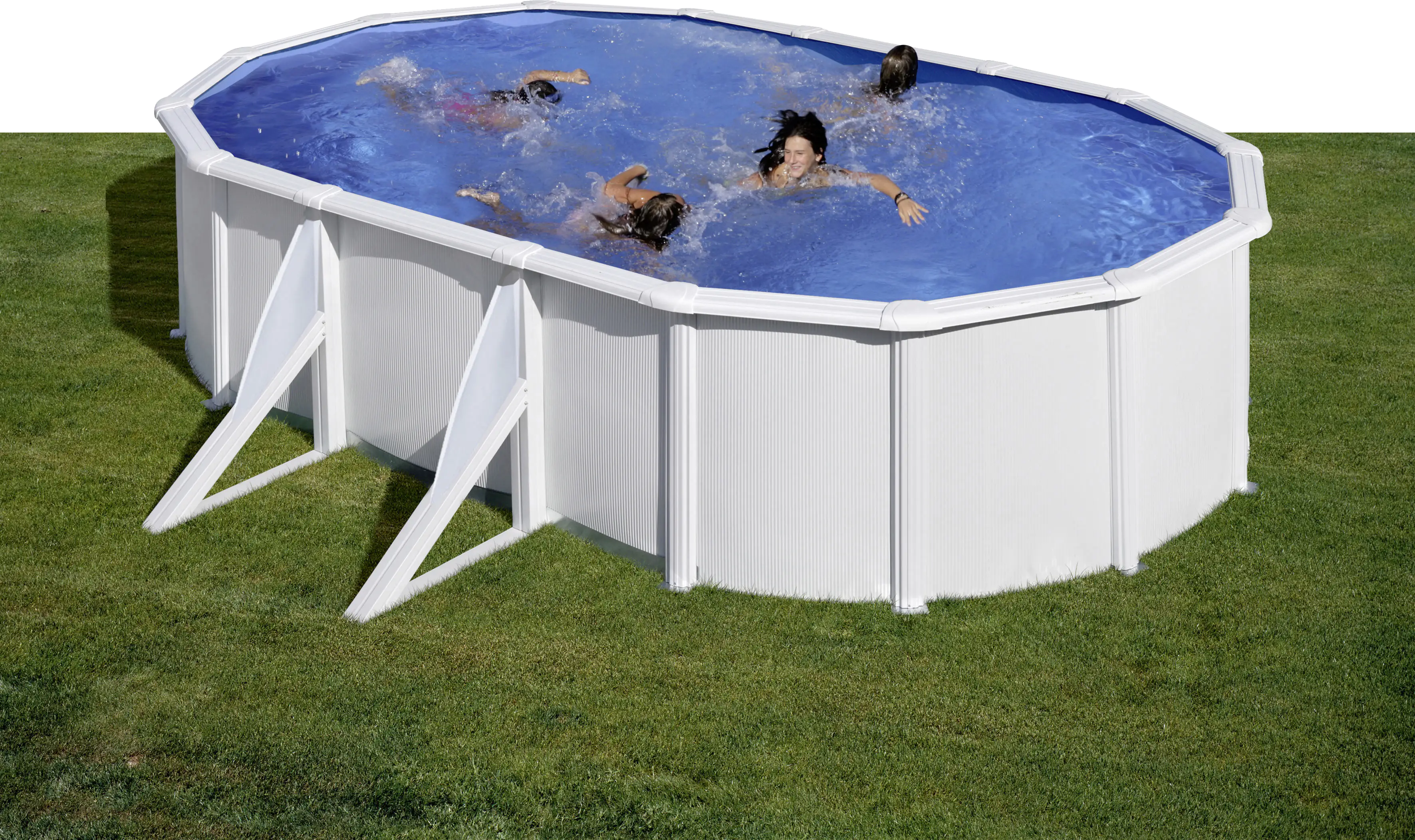 Gre Stahlwandpool Fidji oval 610 x 375 x 120 cm weiß