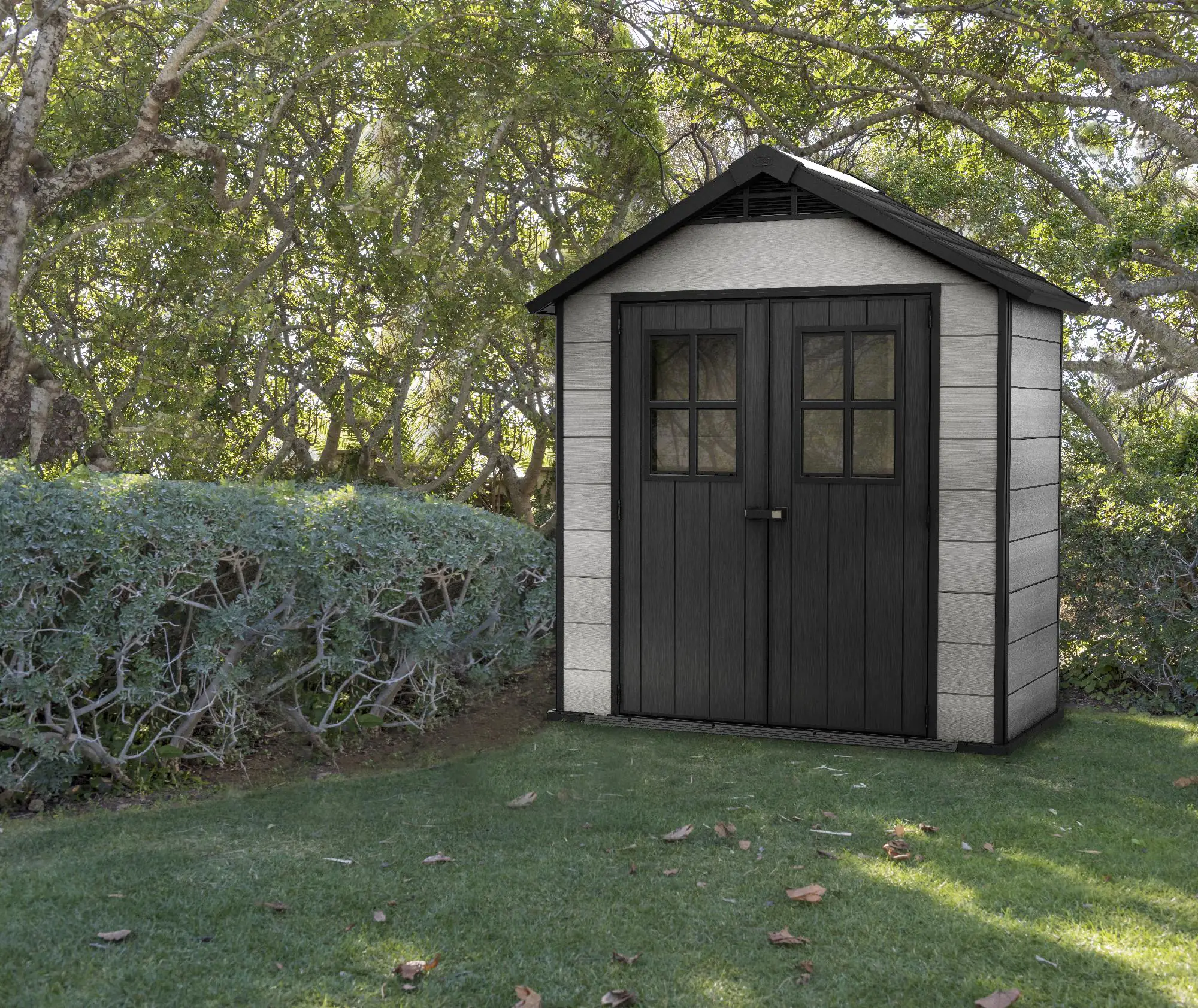 Keter Gerätehaus Oakland 754, Grau, 4,3m³, 229,6 x 124,8 x 253 cm, Duotech Struktur