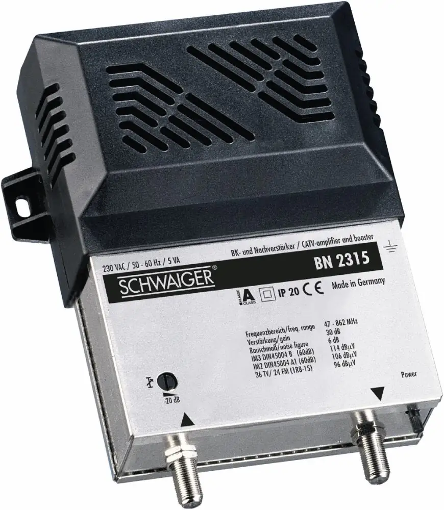 Schwaiger Breitbandkabel- & Nachverstärker BN2315 531 1x F Buchse auf 1x F Buchse, Verstärkung bis 3