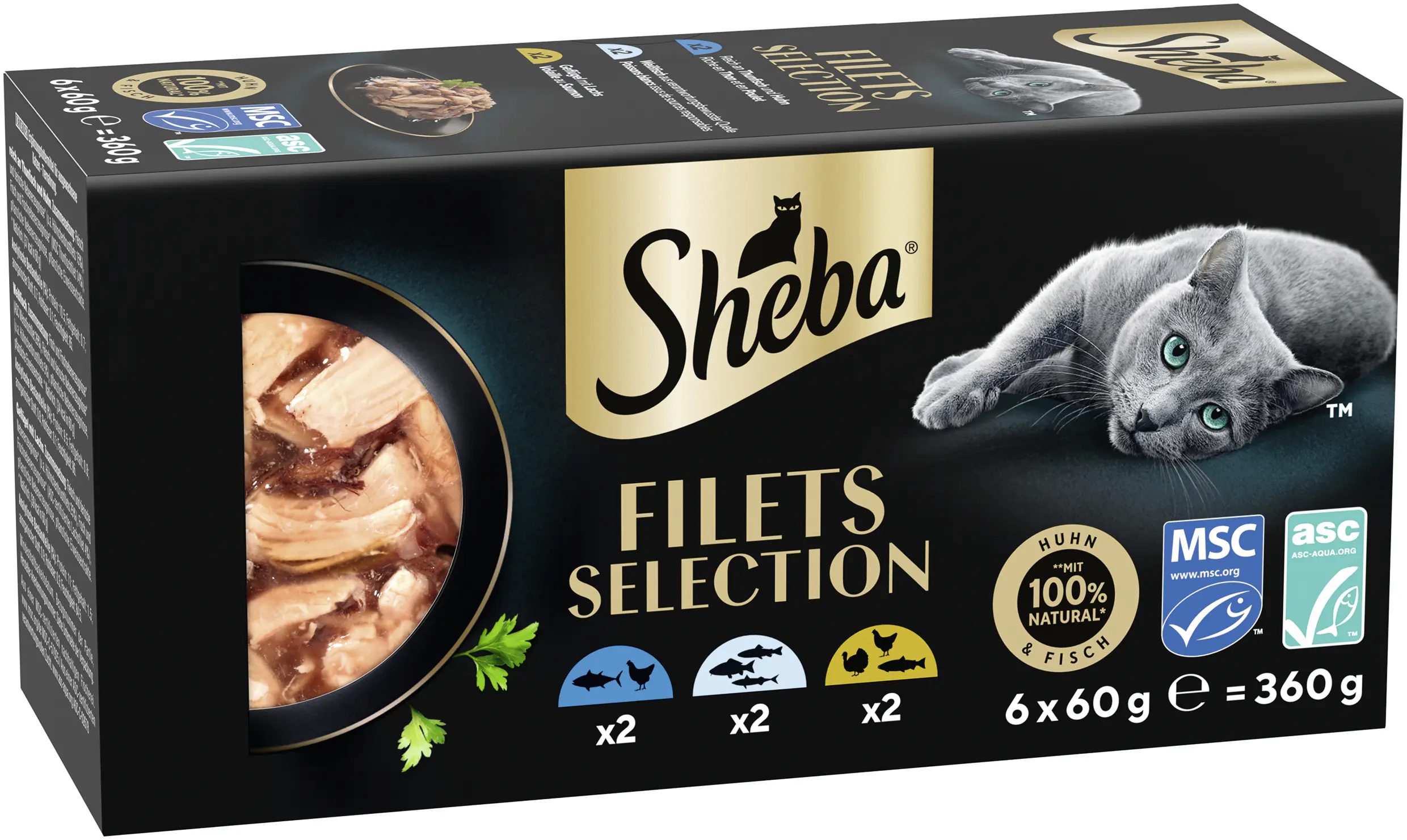 Sheba Katzennassfutter Filets MP Adult 6 x 60 g verschiedene Sorten