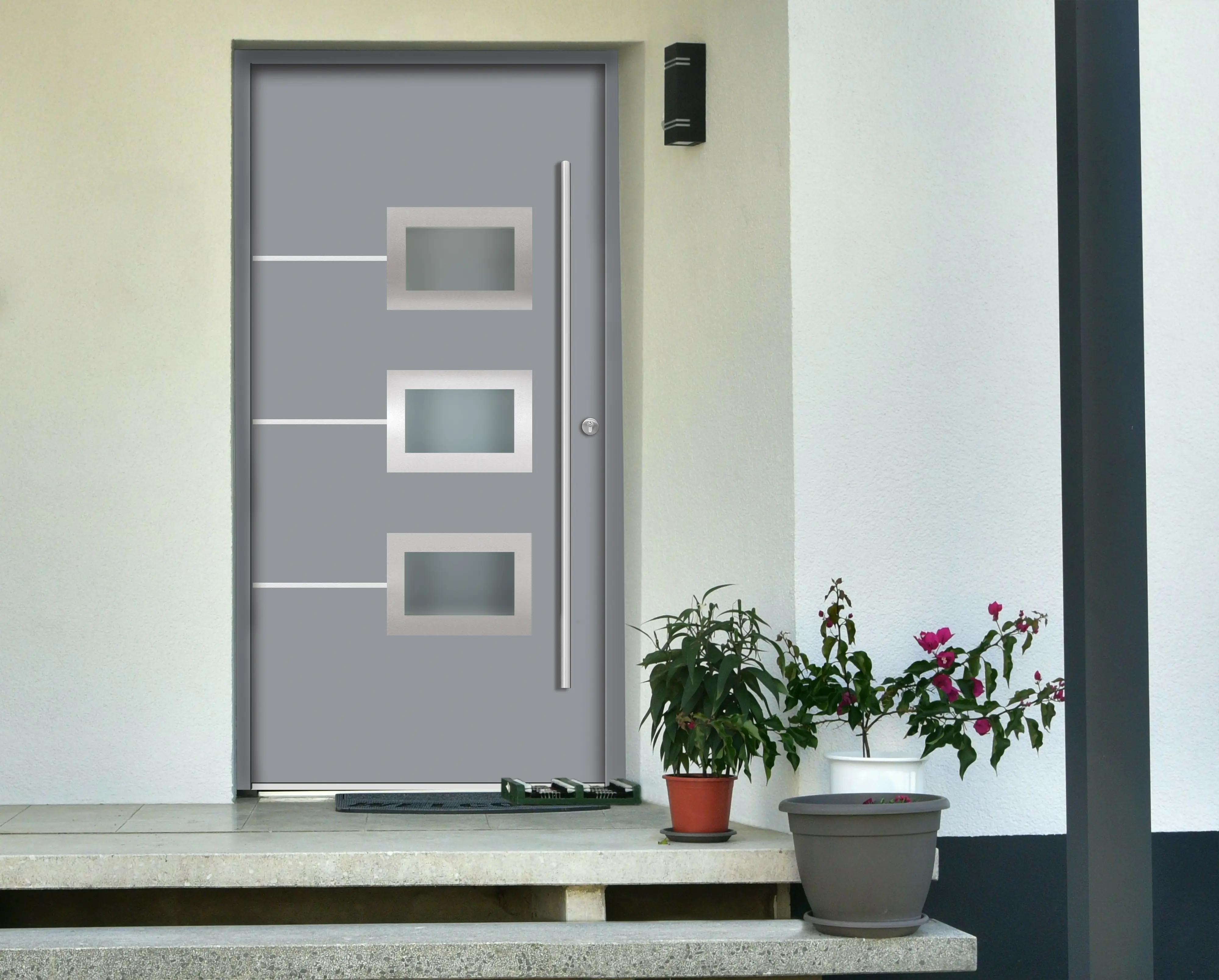 Splendoor Haustür Passivedoor Premium B03 Grau DIN Rechts 100 x 210 cm