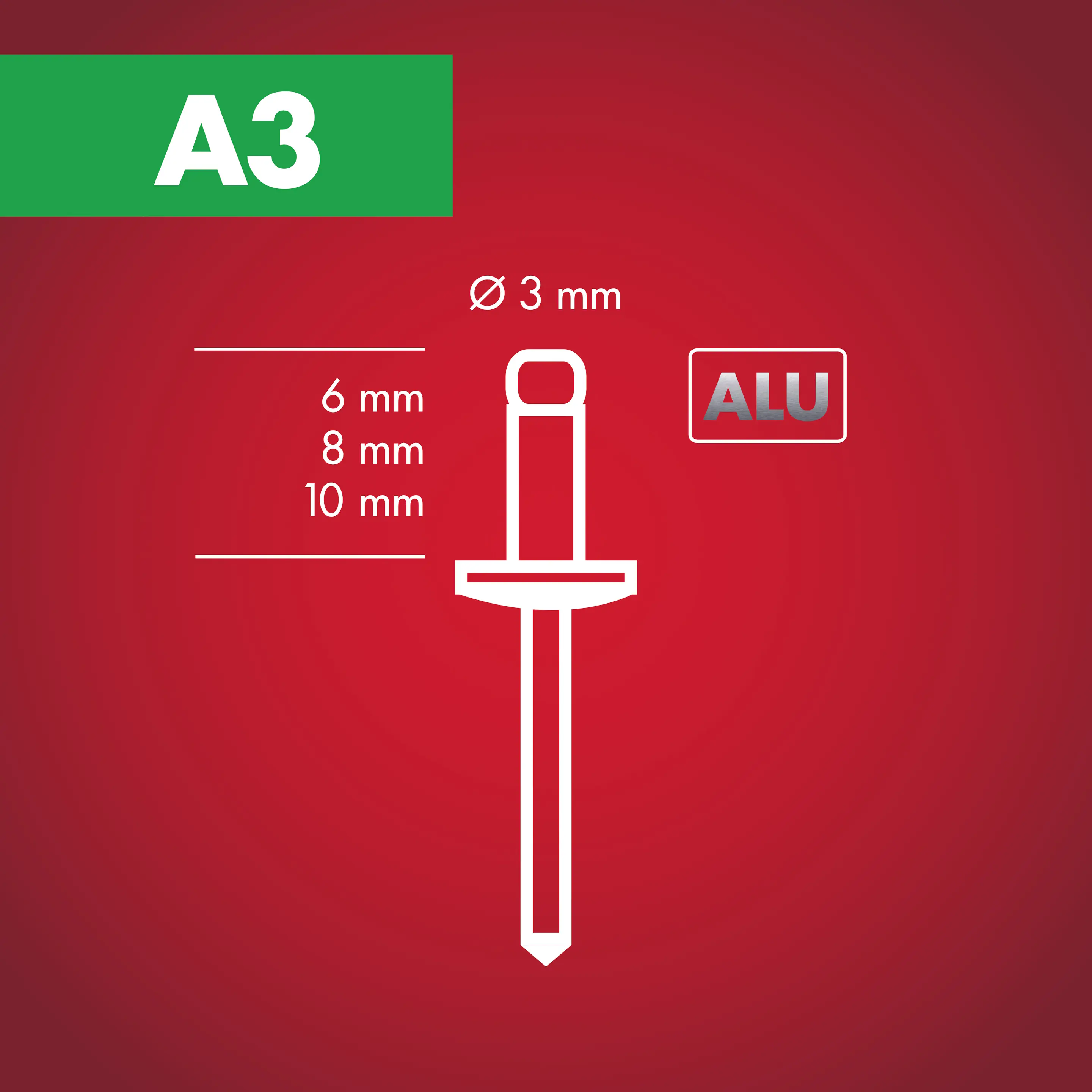 Arrow Blindniete Typ A3 Ø 3 x 8 mm Aluminium 50 Stück