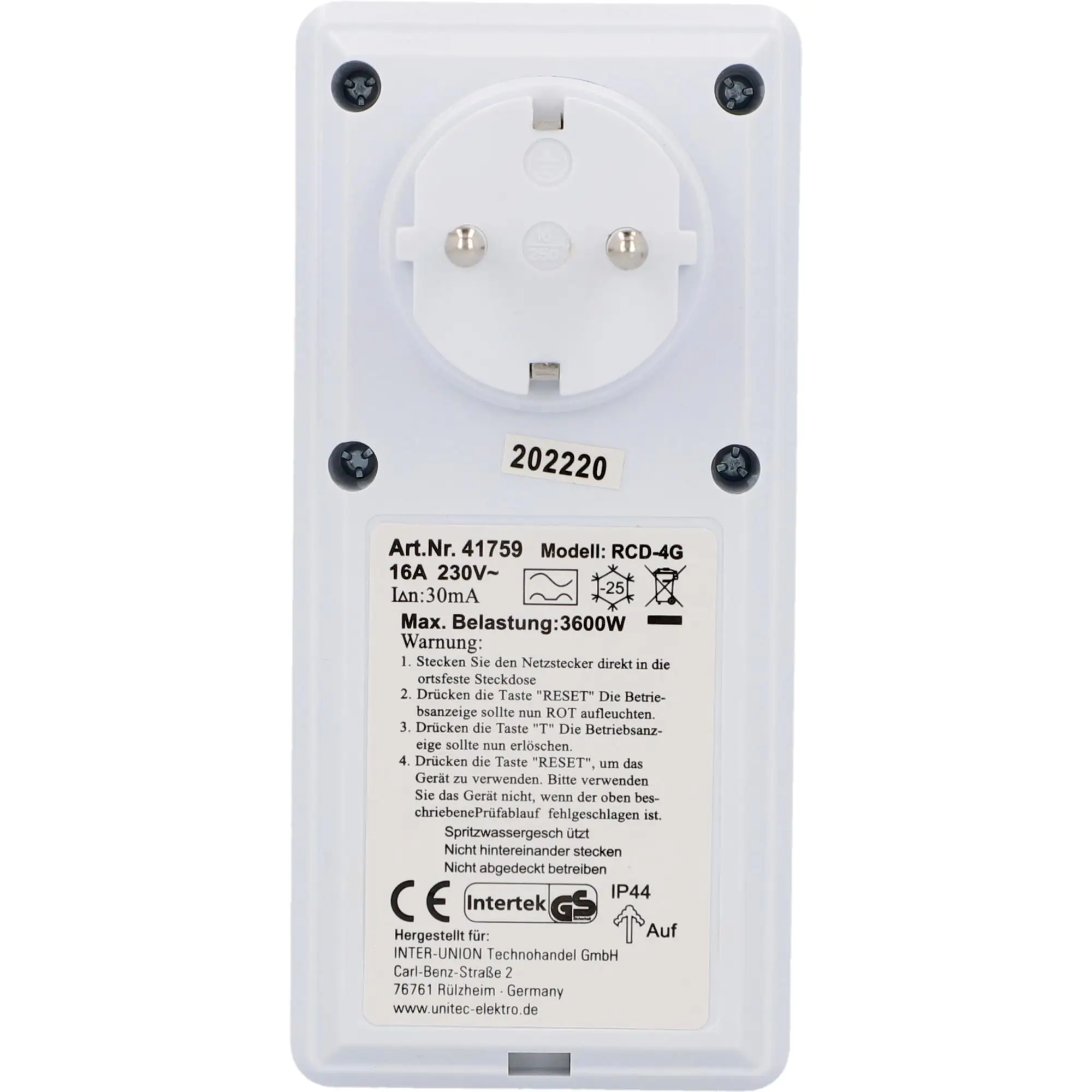 Personenschutz Adapter IP44 weiß