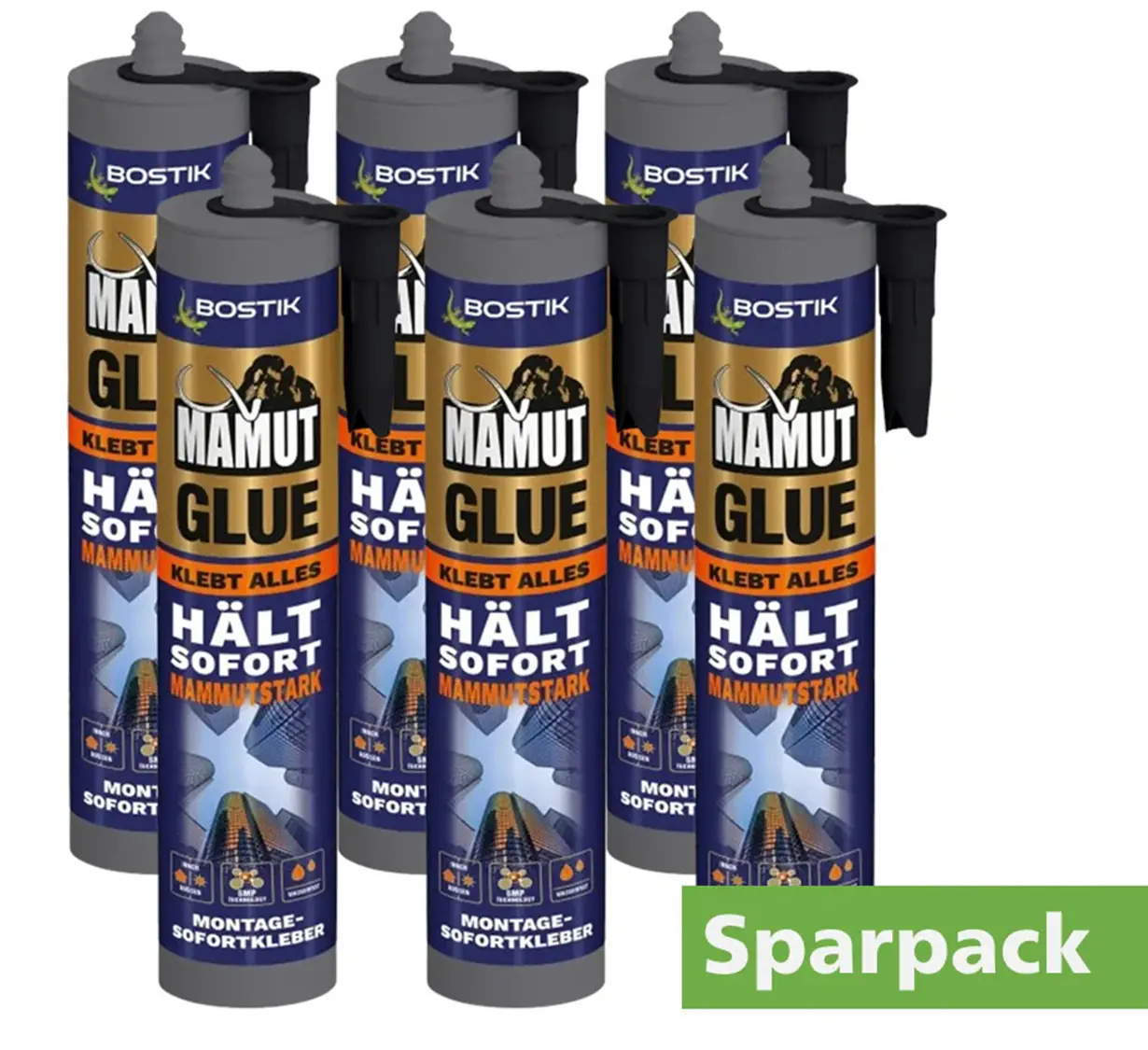 Bostik Montagekleber Mamut Glue Sparpack 6 x 450 g weiß