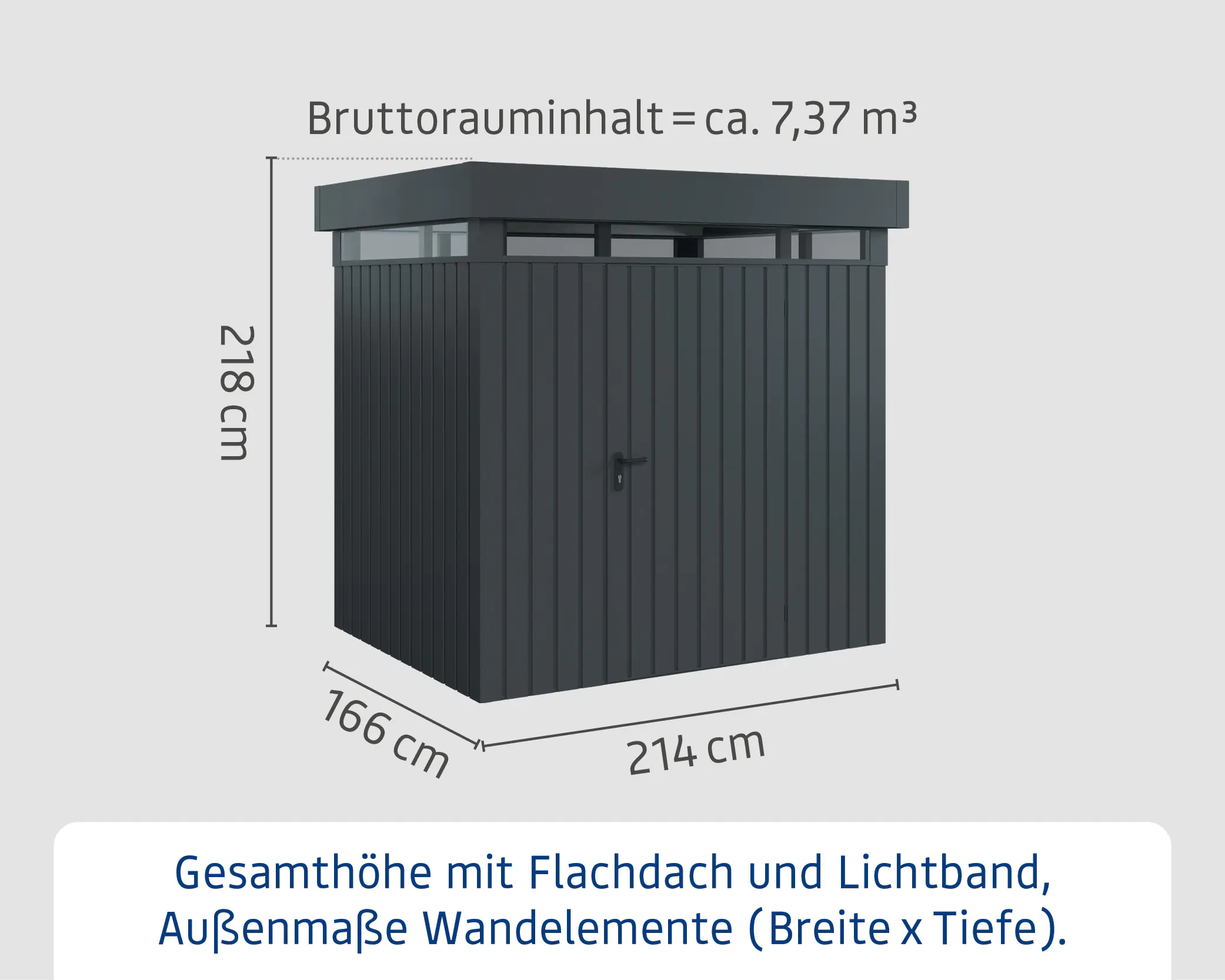 EcoStar Metallgerätehaus Euroline EFD4 LB anthrazit 214 x 166 cm 1-flg.