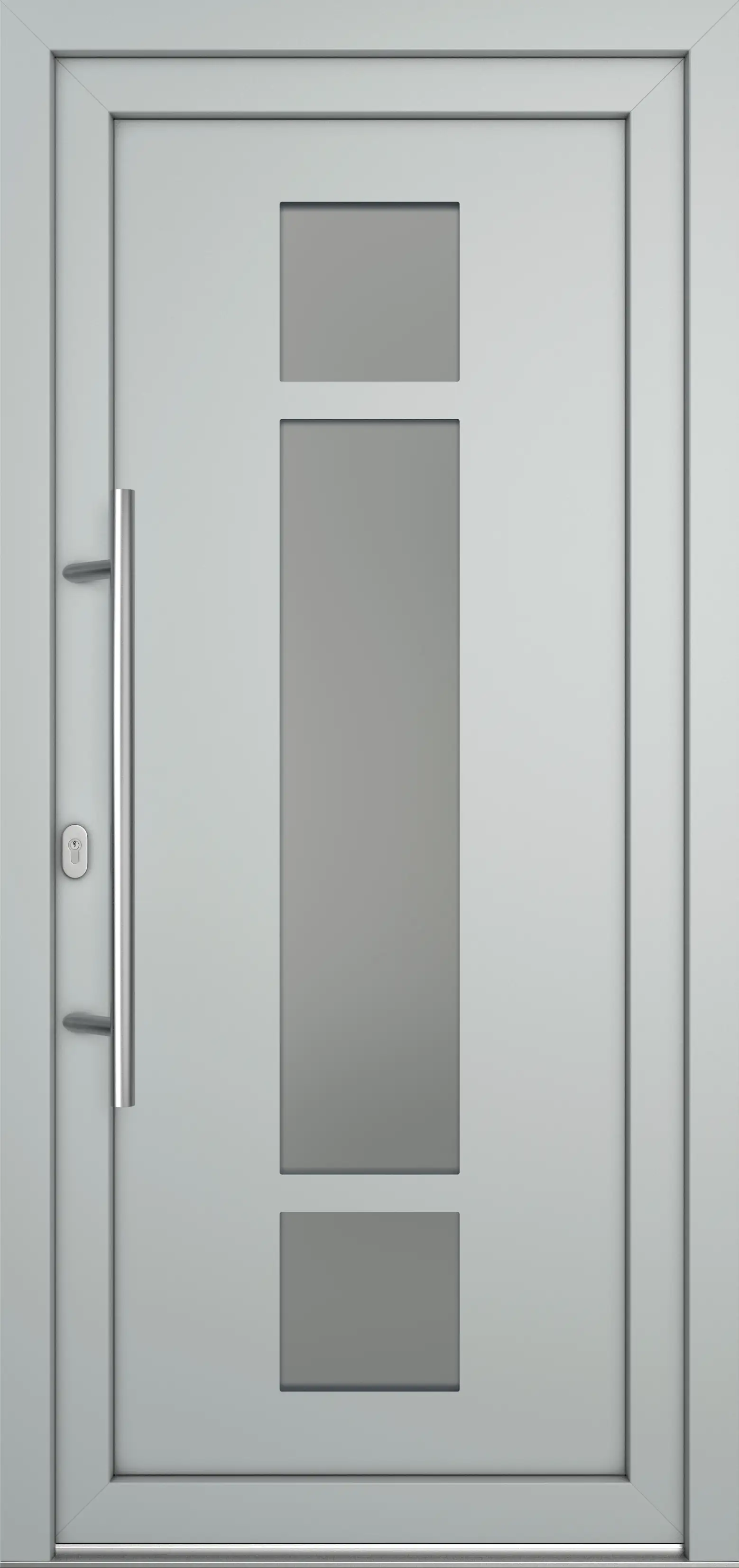 Meeth Haustür Optimal Pro PVC Modell 102 88 x 200 cm DIN Links weiß/lichtgrau