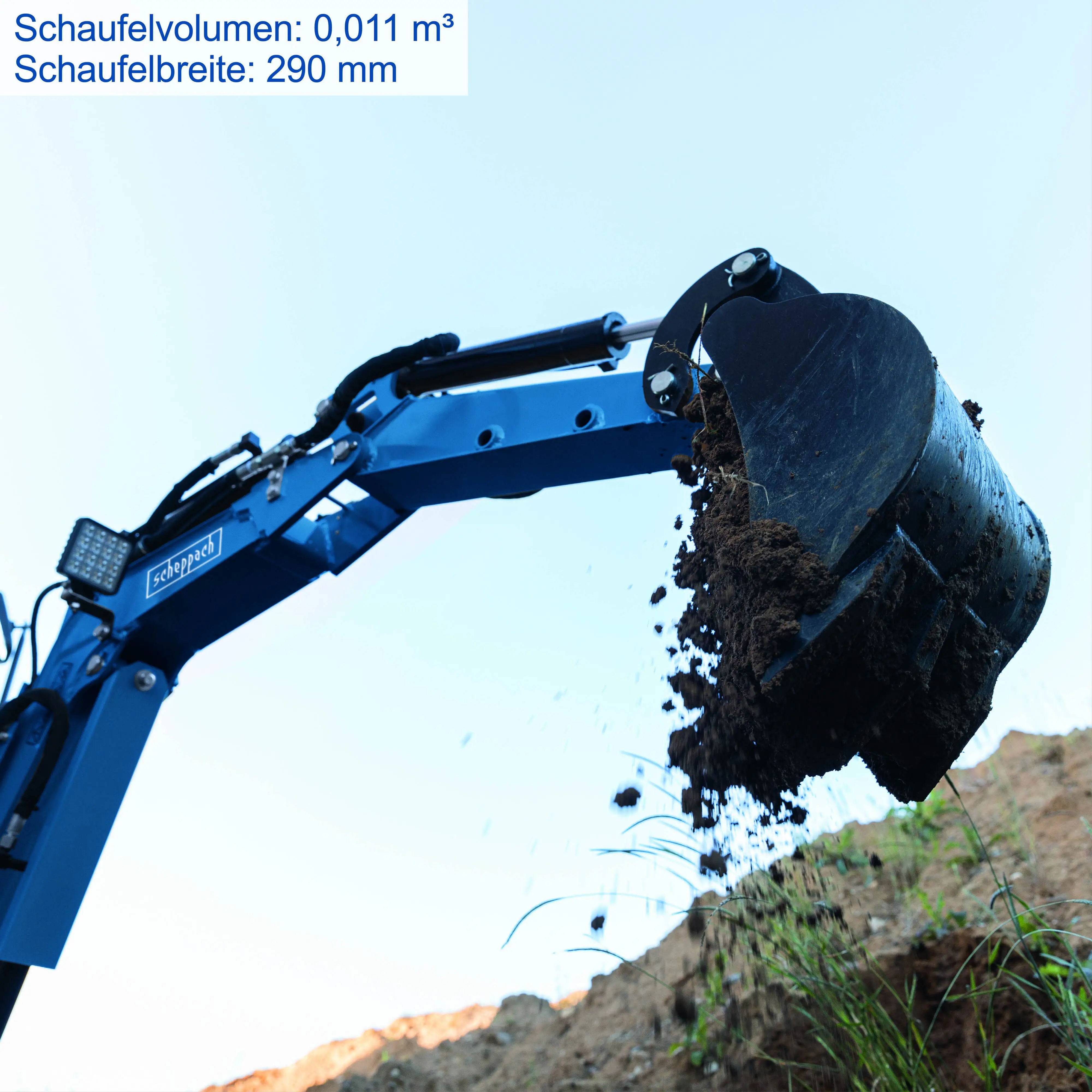 Scheppach Mini-Bagger EXC815 XXL Set inkl. Zubehör 69 cm Spurbreite