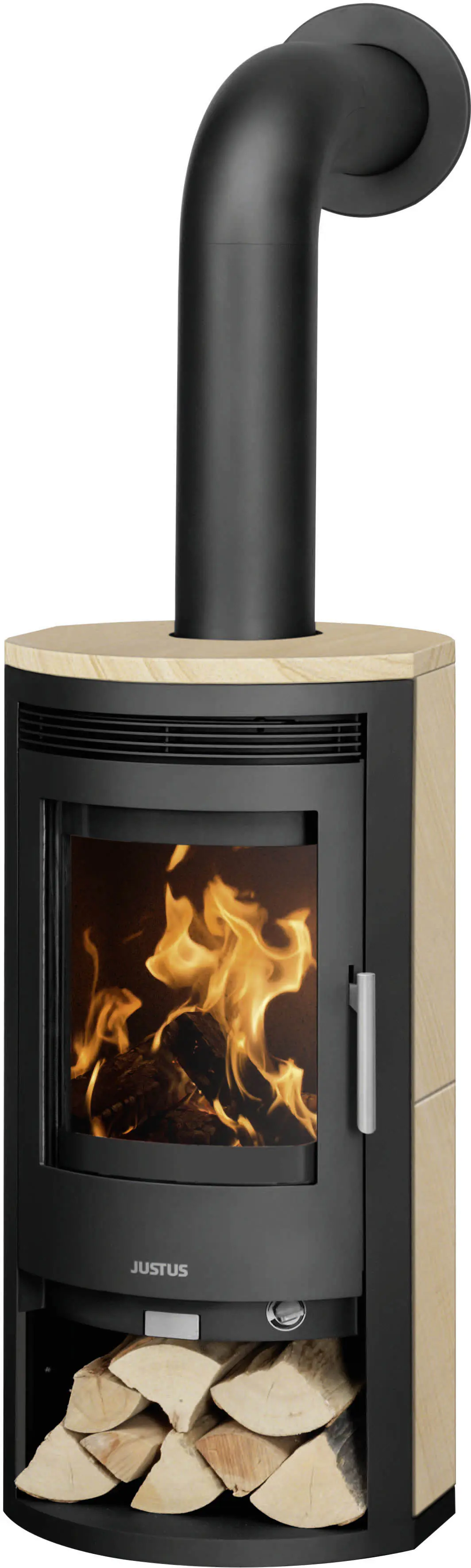 Justus Kaminofen Baltrum D 2.0 Sandstein Stahl schwarz 5,5 kW