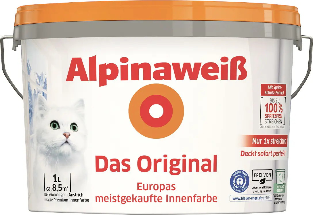 Alpinaweiß Das Original Wandfarbe 1 L weiß matt