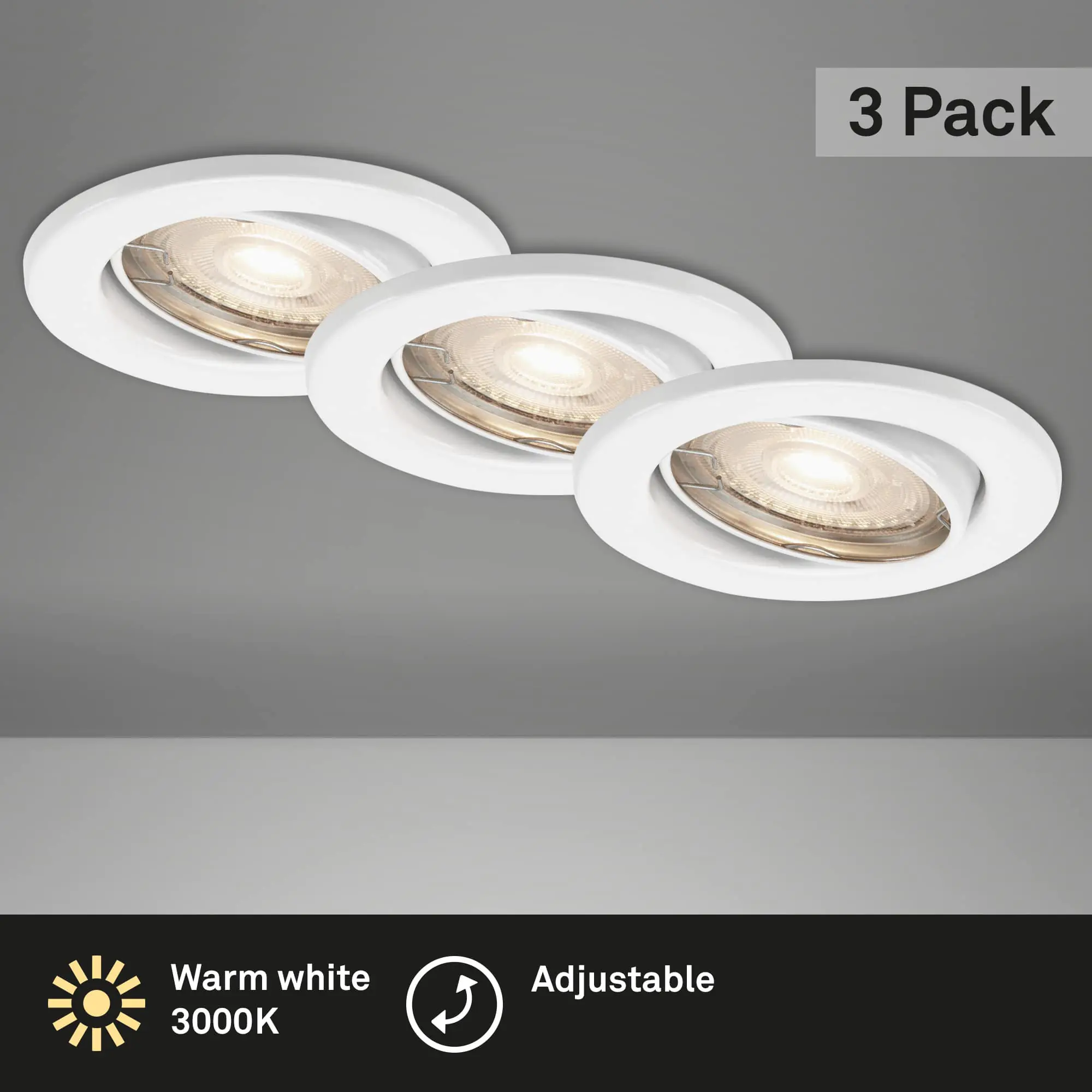 Di-Ka LED Einbauleuchte Sten 3er Set weiß Ø 8,6 cm GU10, warmweiß