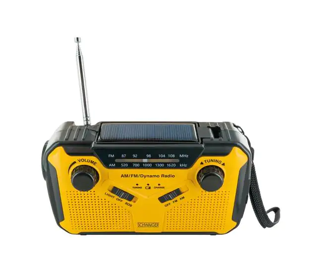 Schwaiger Solar-Kurbelradio mit LED Leuchte FM/AM Radio, mit Notfallsirene und Taschenlampenfunktion