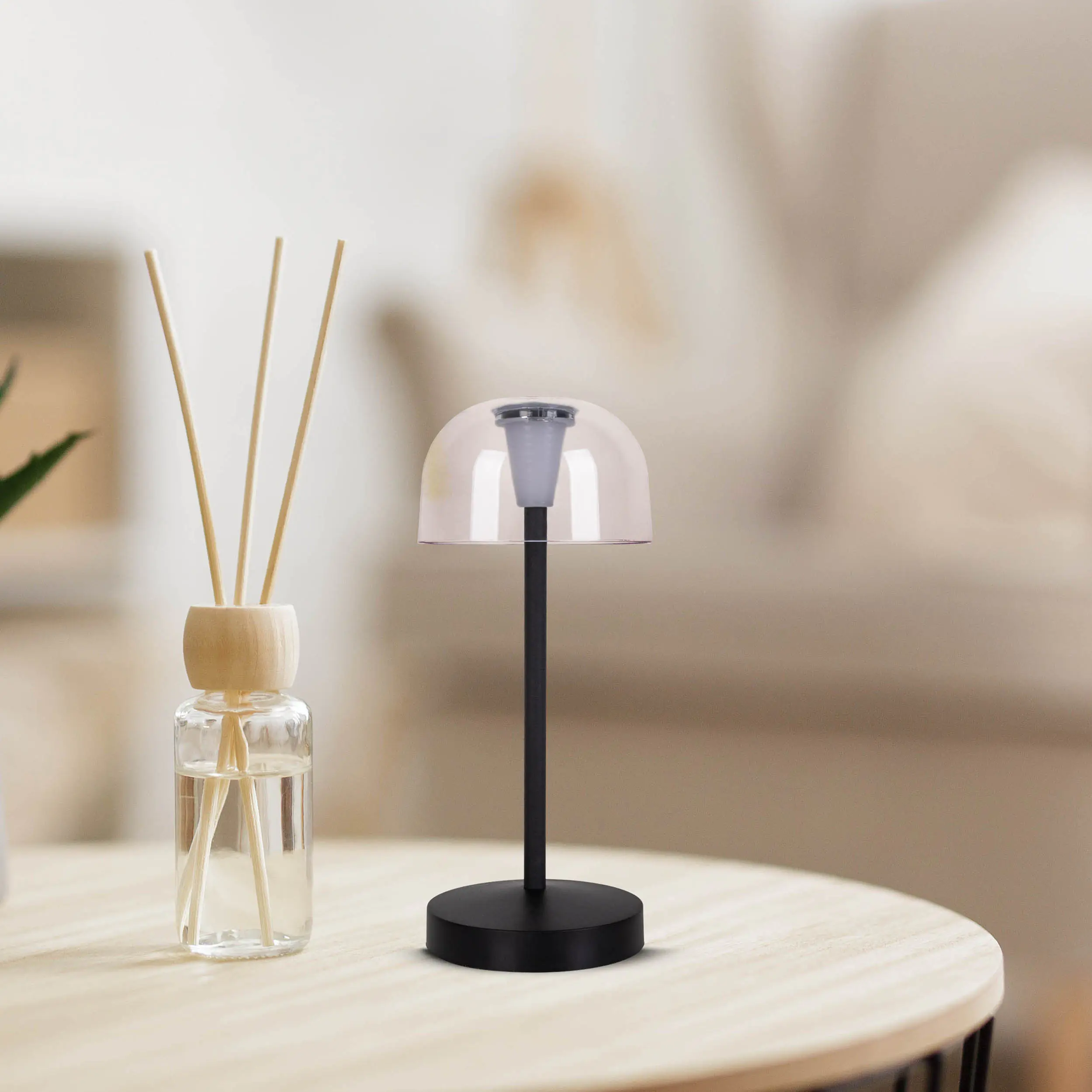 Light & More LED Akku-Tischleuchte Gomba schwarz dimmbar