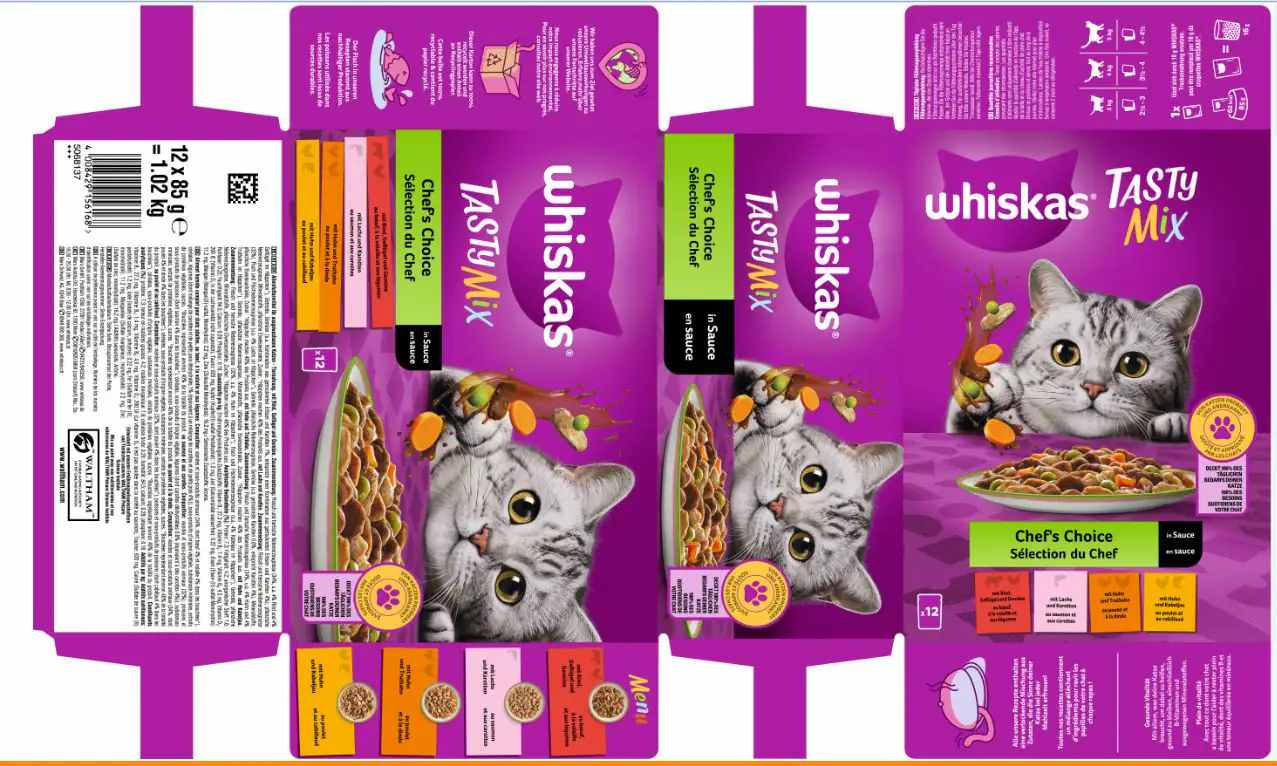 Whiskas Multipack Chefs Choice Tasty Mix Katzenfutter 12 x 85 g