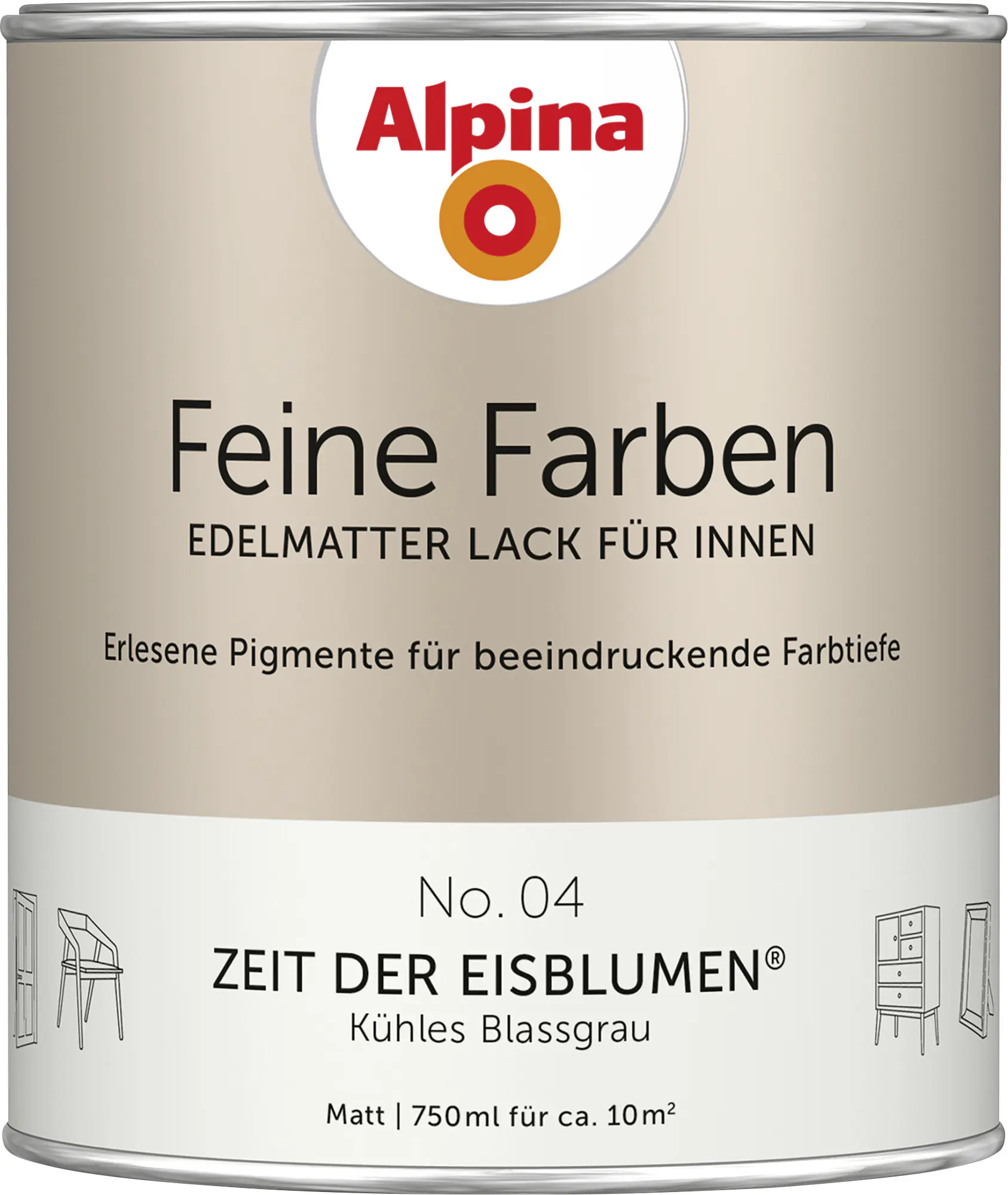 Alpina Feine Farben Lack No. 04 Zeit der Eisblumen - blassgrau  750 ml