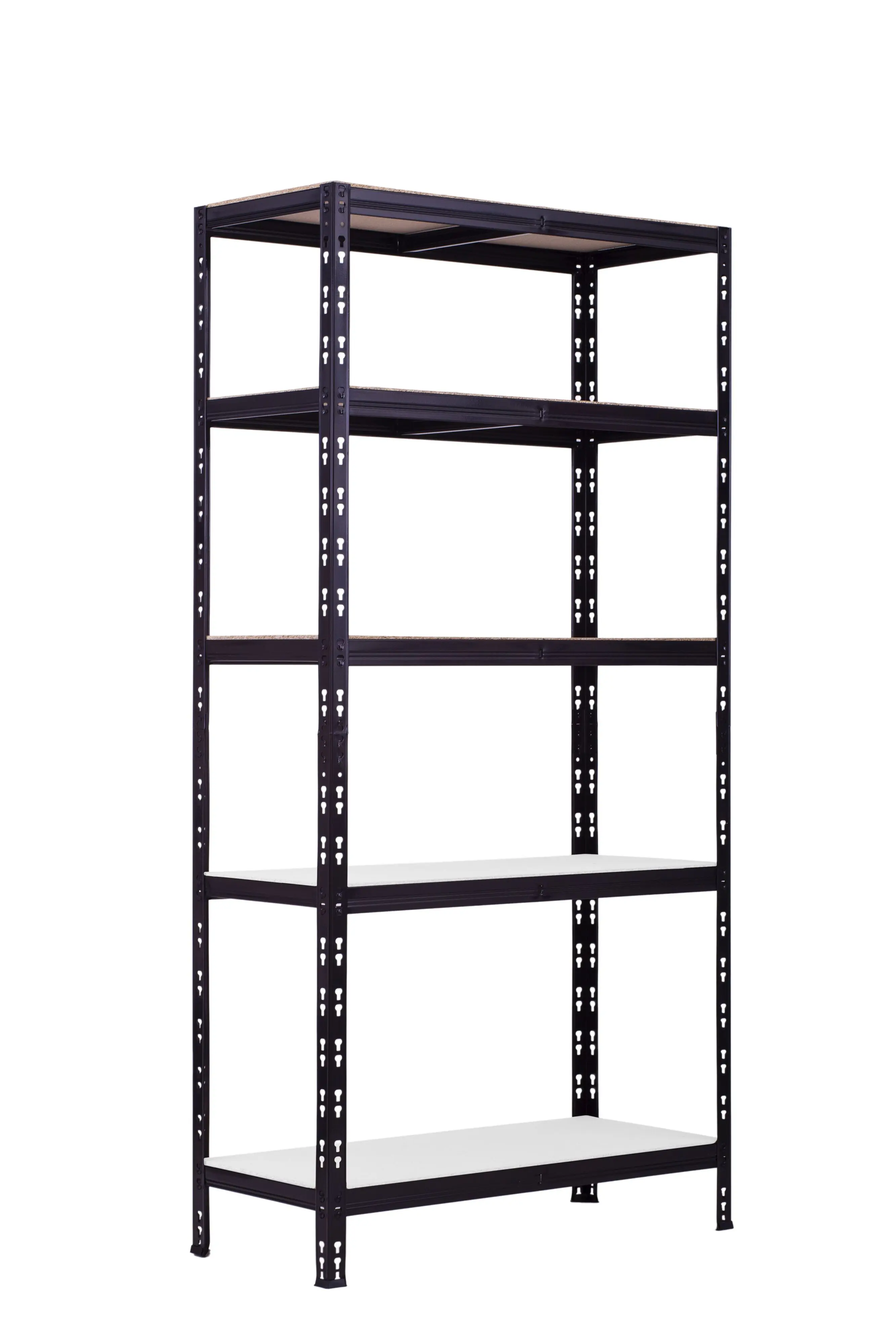 Schwerlastregal Stahl 180 x 90 x 40 cm 5 Holzböden 600 kg schwarz
