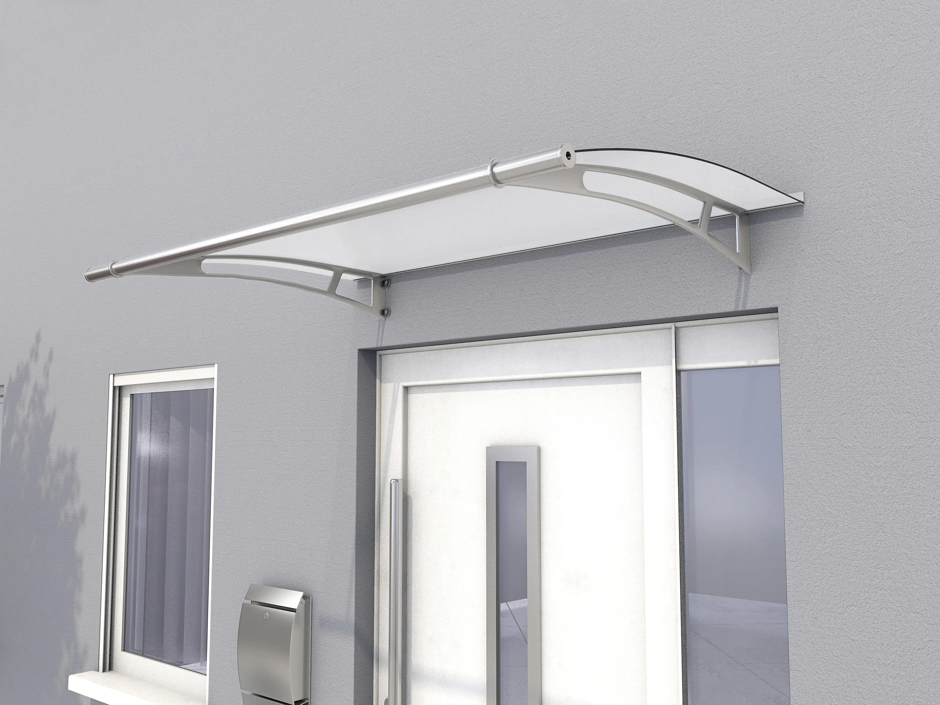 Gutta Vordach PT- L 1500 Edelstahl, Acrylglas satiniert weiß