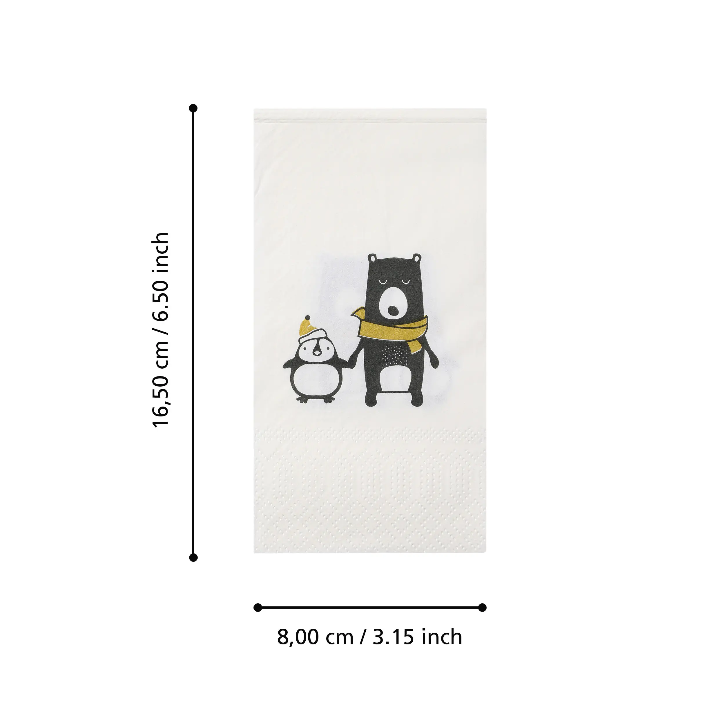 Eglo Servietten Pinguin & Bär Belbari weiß/schwarz 16 x 8 cm - 20er Pack