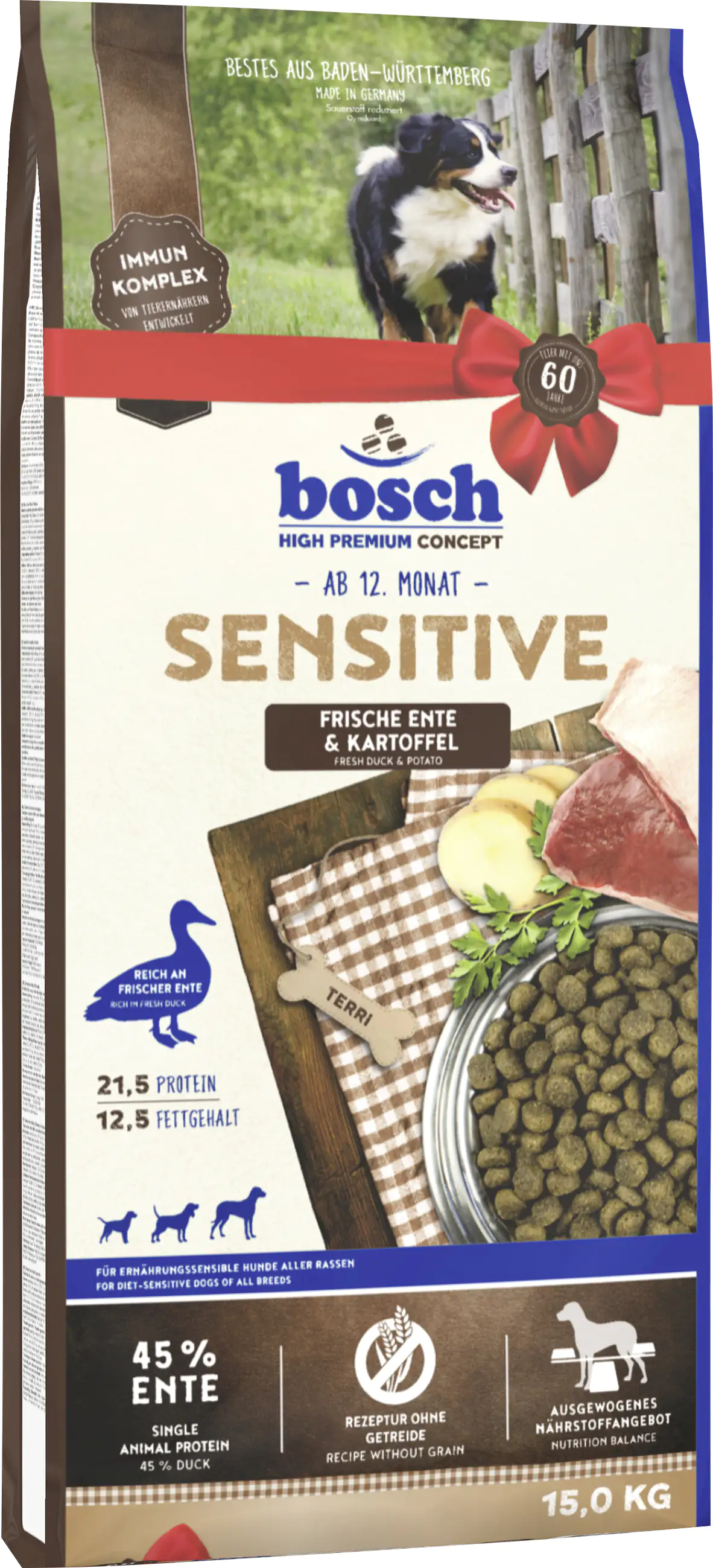 Bosch Hundetrockenfutter Adult Sensitive 15 kg Ente & Kartoffel 