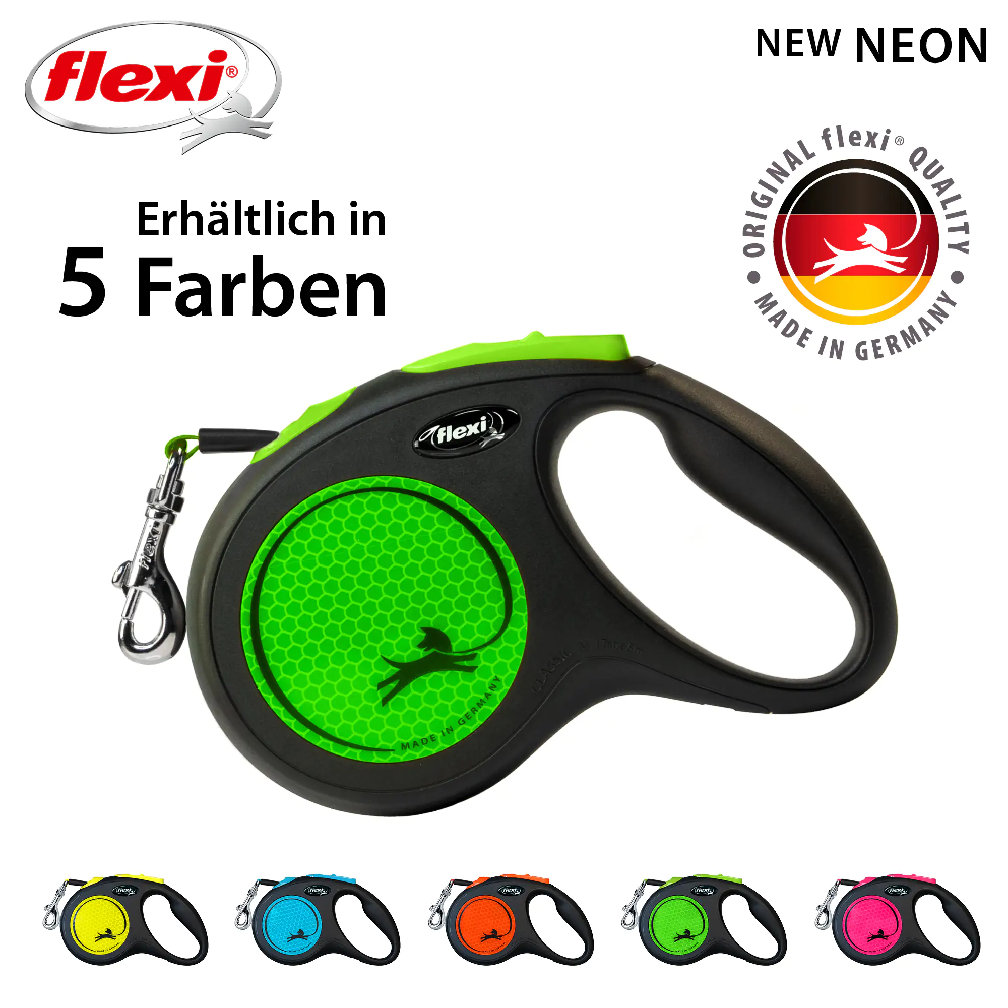 Flexi Hundeleine New Neon Gurt M neongrün