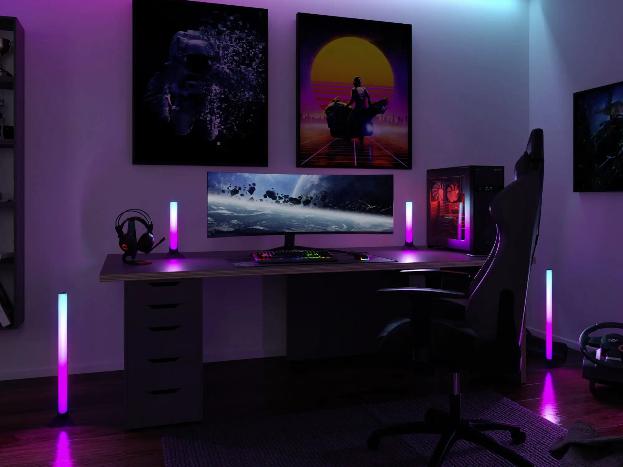 Paulmann Entertain LED Lightbar Standfuß schwarz 2er Set Kunststoff