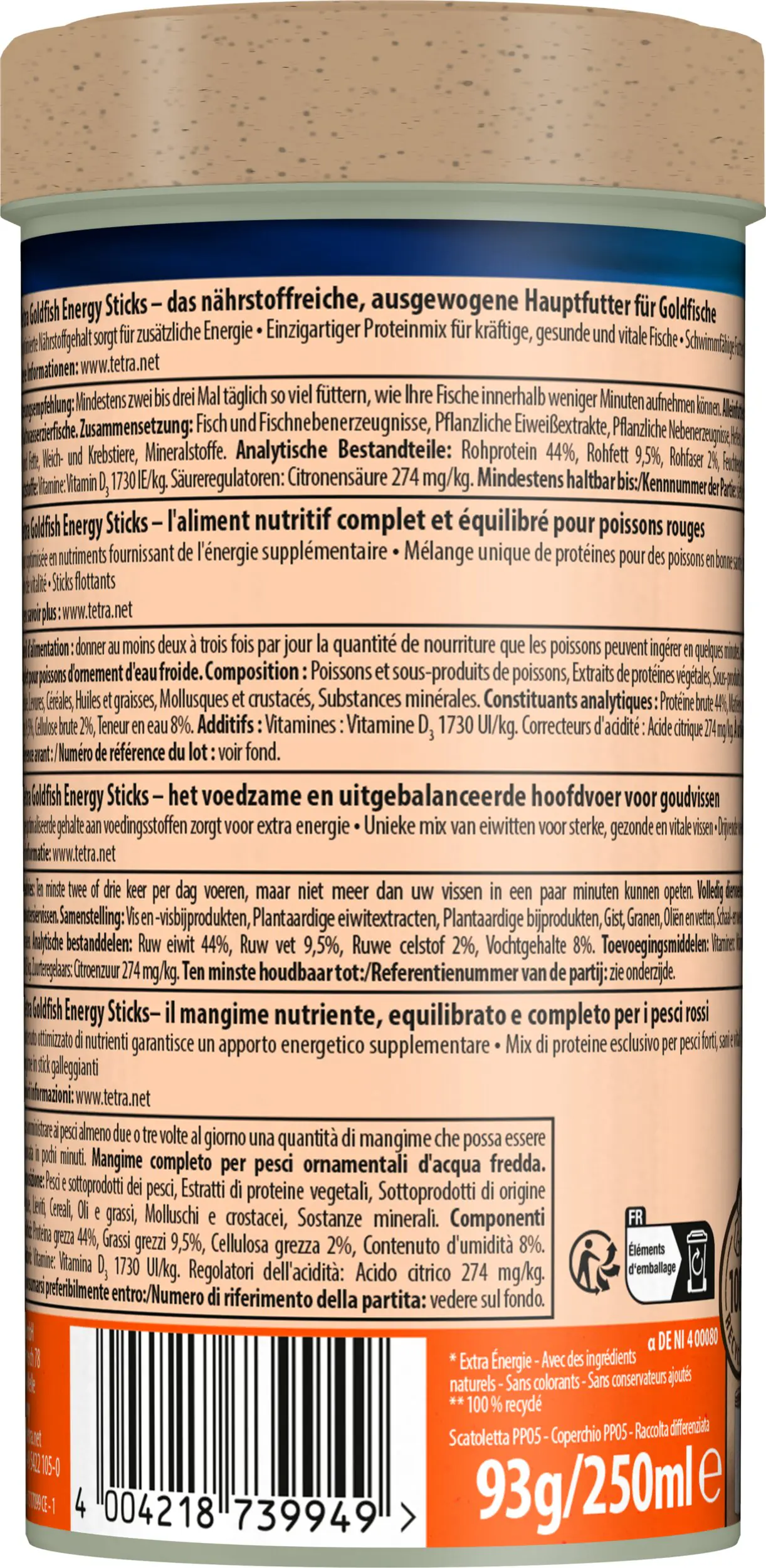 Tetra Goldfish Energy Sticks 250 ml
