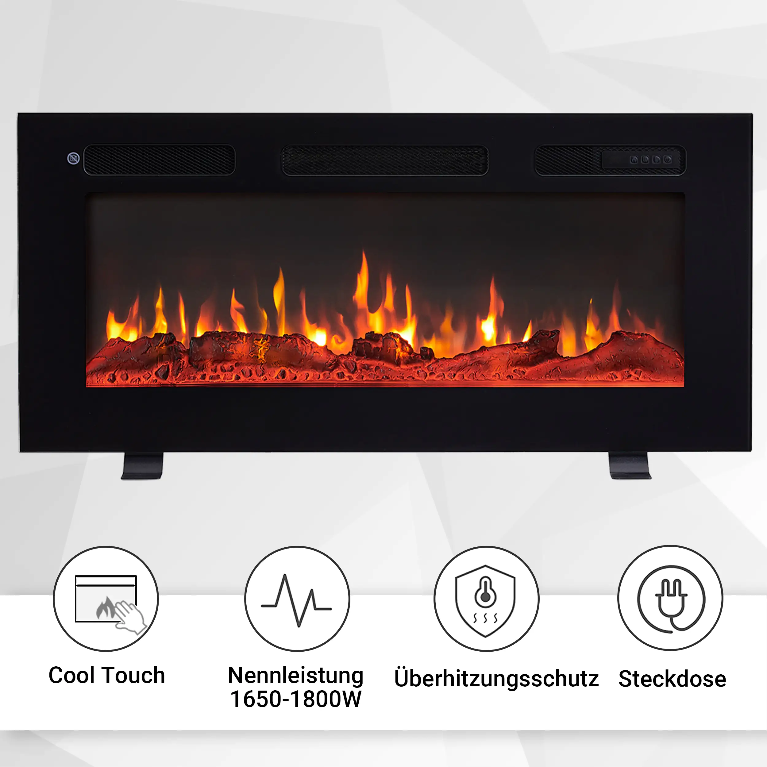 BALDERIA Elektrokamin schwarz Leif 36 1000/1800 Watt 43 x 92 cm
