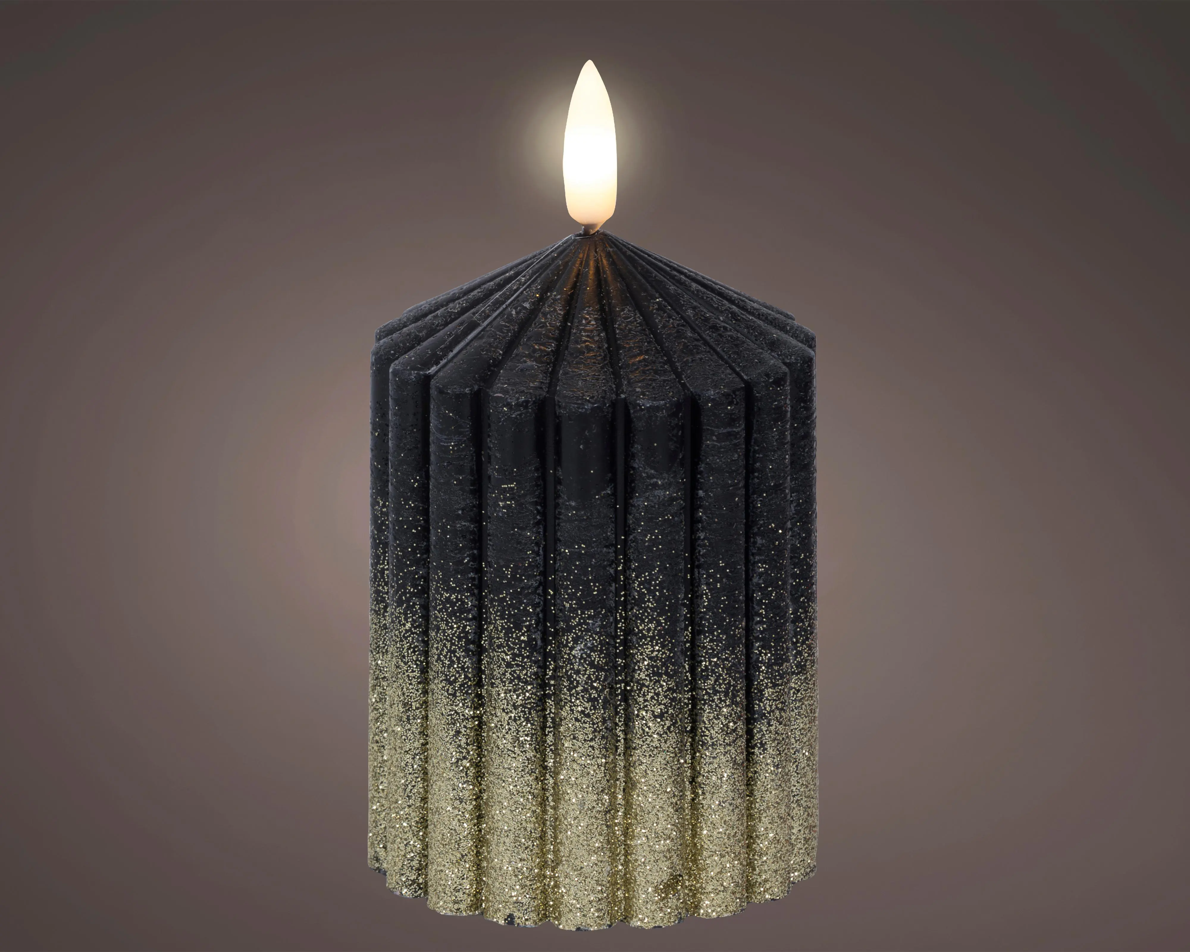 Kaemingk LED Kerze schwarz Ø 7 x 10 cm warmweiß