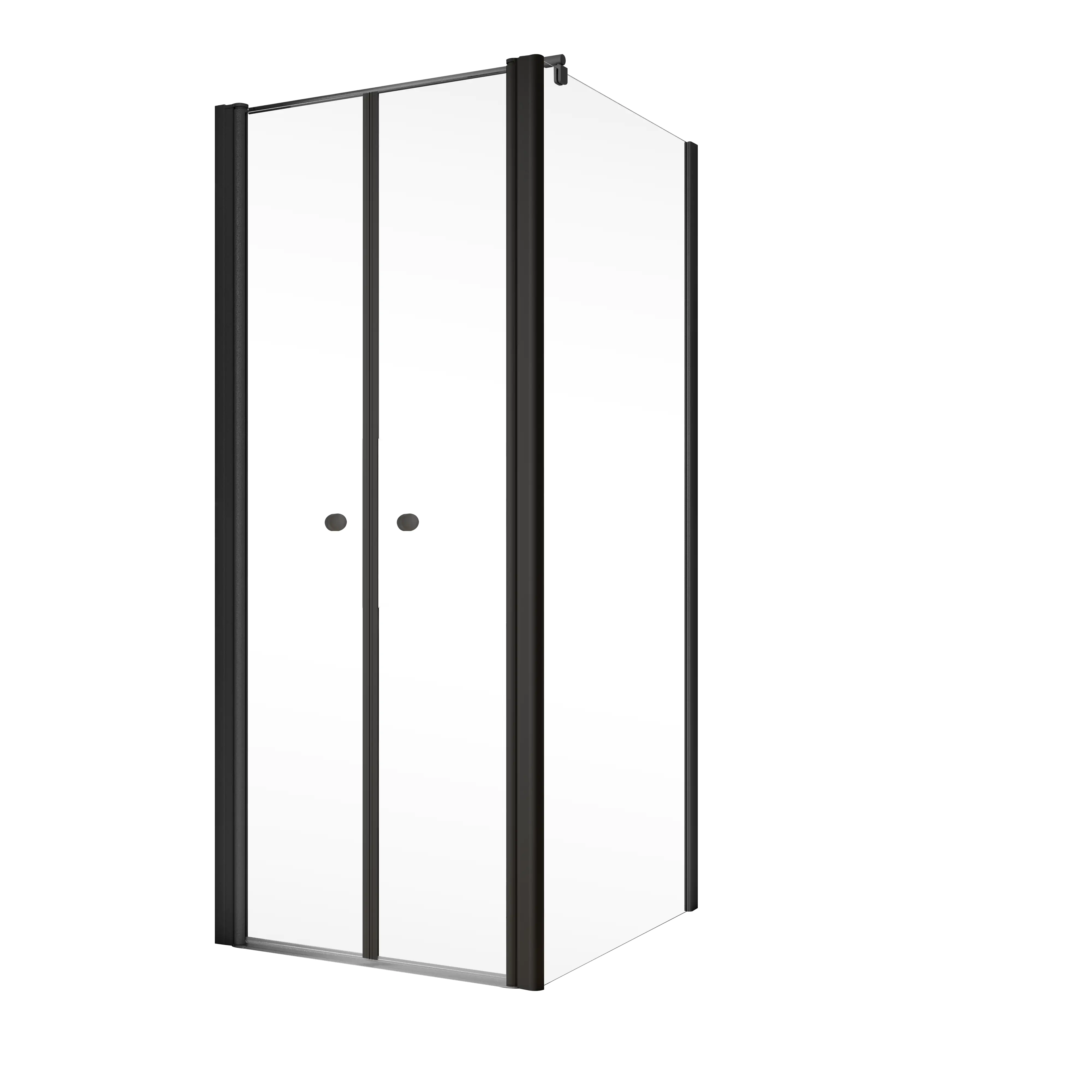 Schulte Pendeltür und Seitenwand rechts 80 x 80 x 200 cm Garant 2.0 mattschwarz Türanschlag links