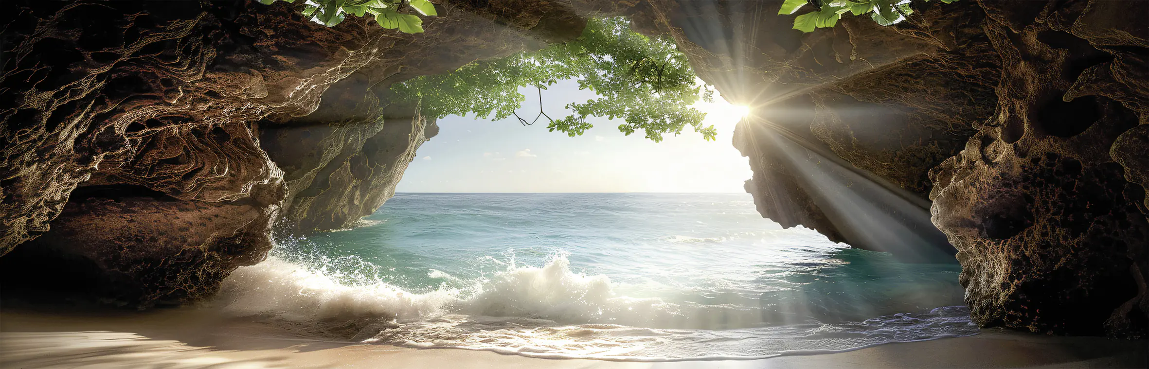 Keilrahmenbild Cave in the sea 140 x 45 cm